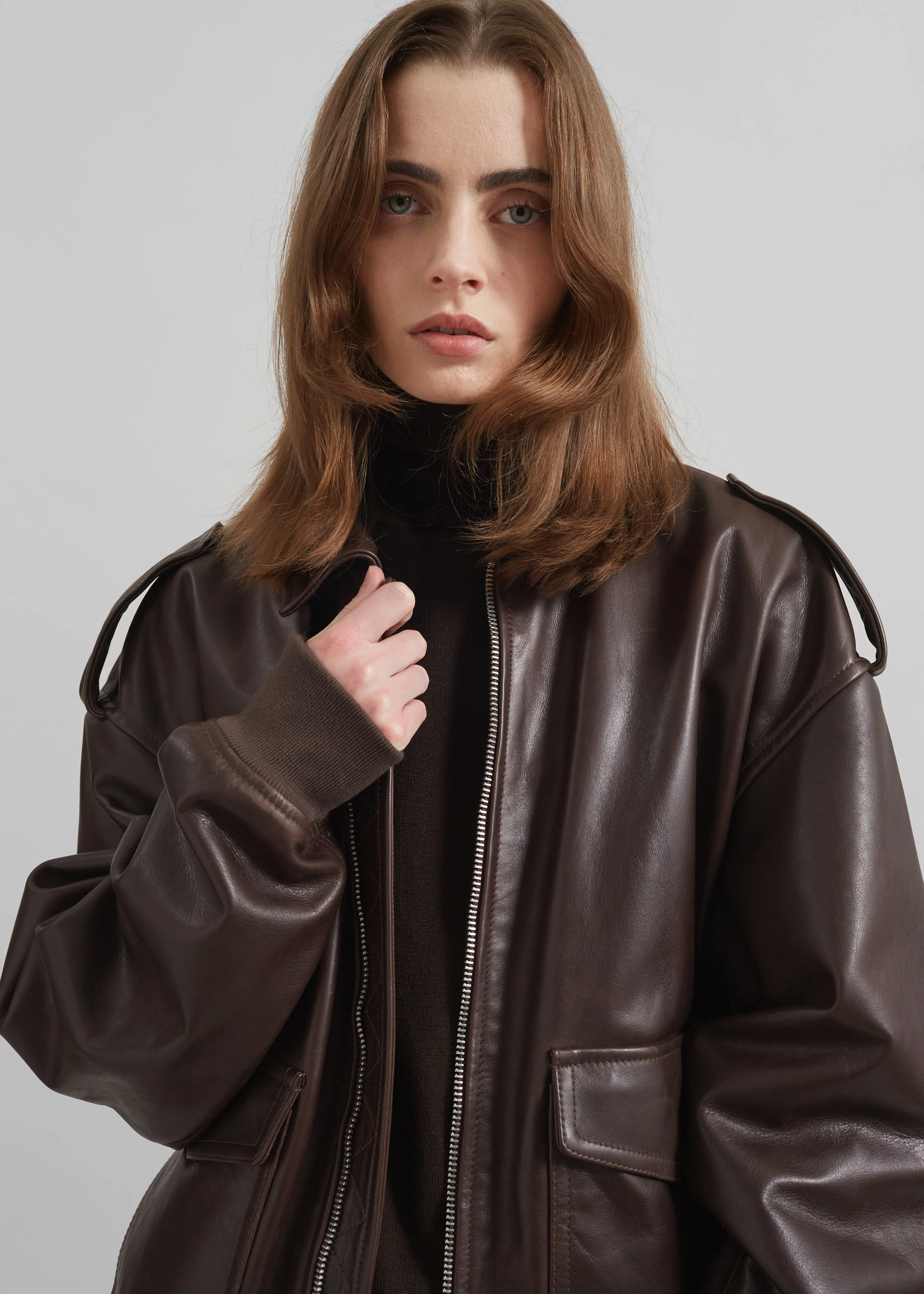 Viper Leather Jacket - Brown - Image 5