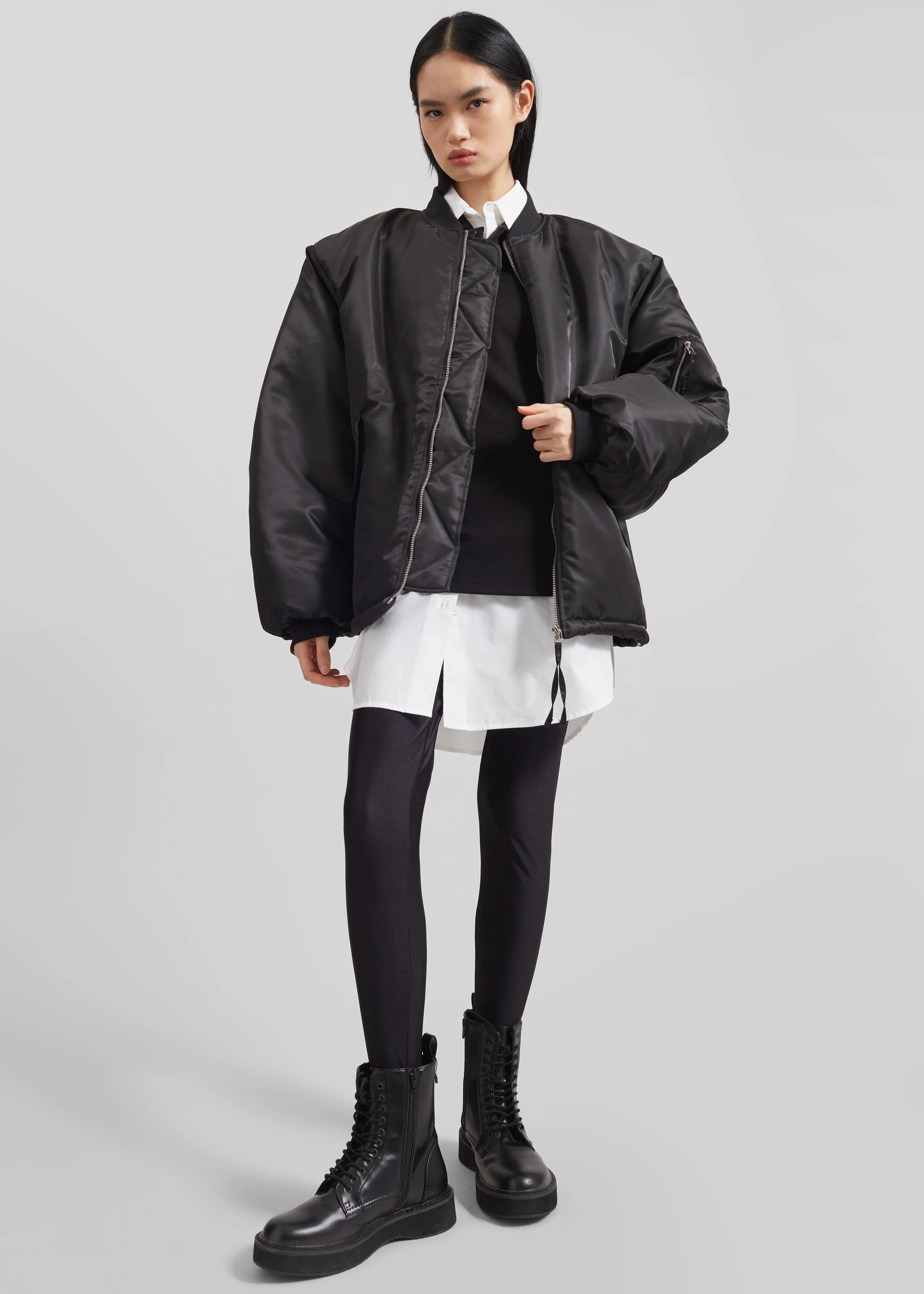 Volme Padded Bomber Jacket - Black - Image 3
