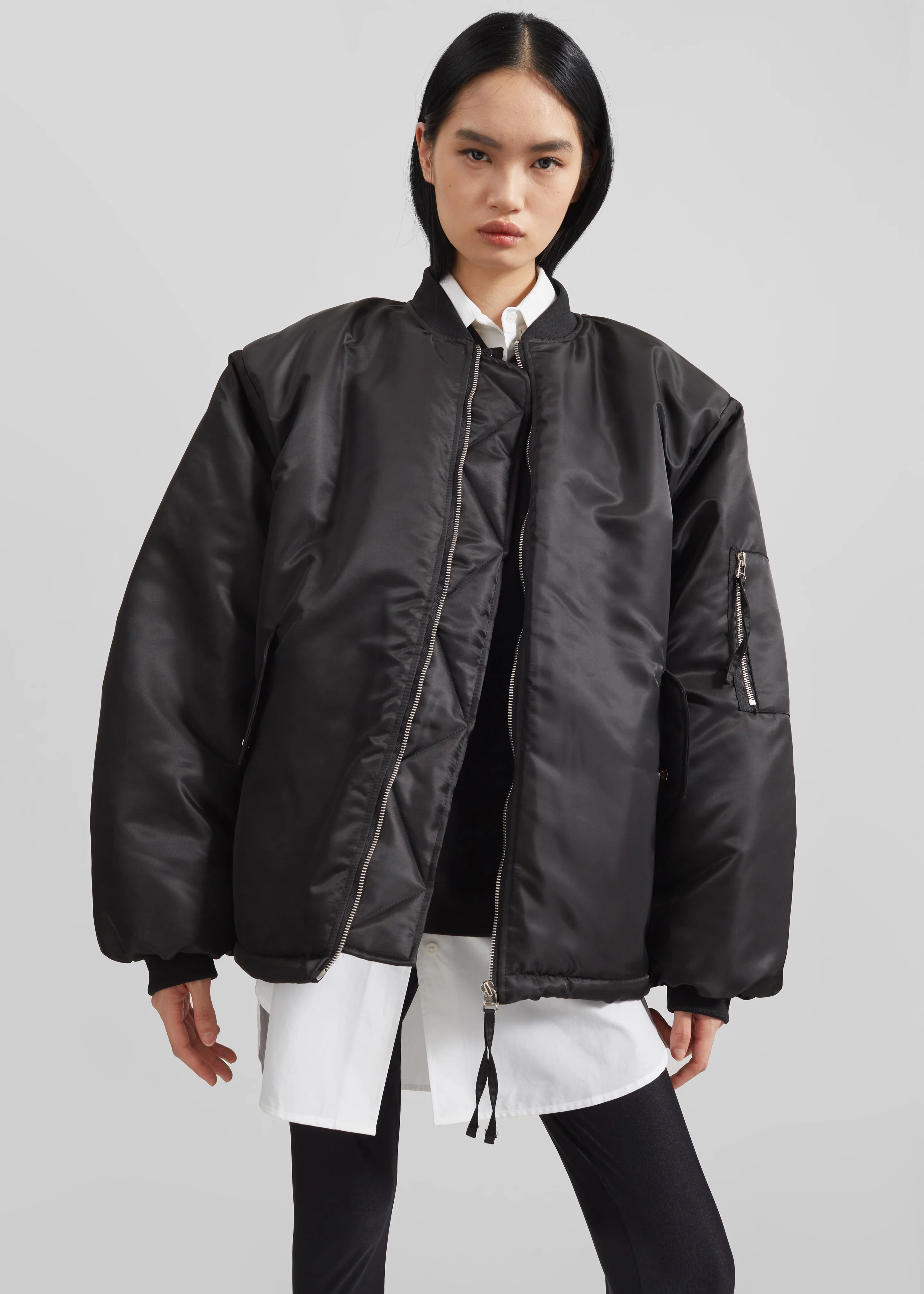 Volme Padded Bomber Jacket - Black - Image 4