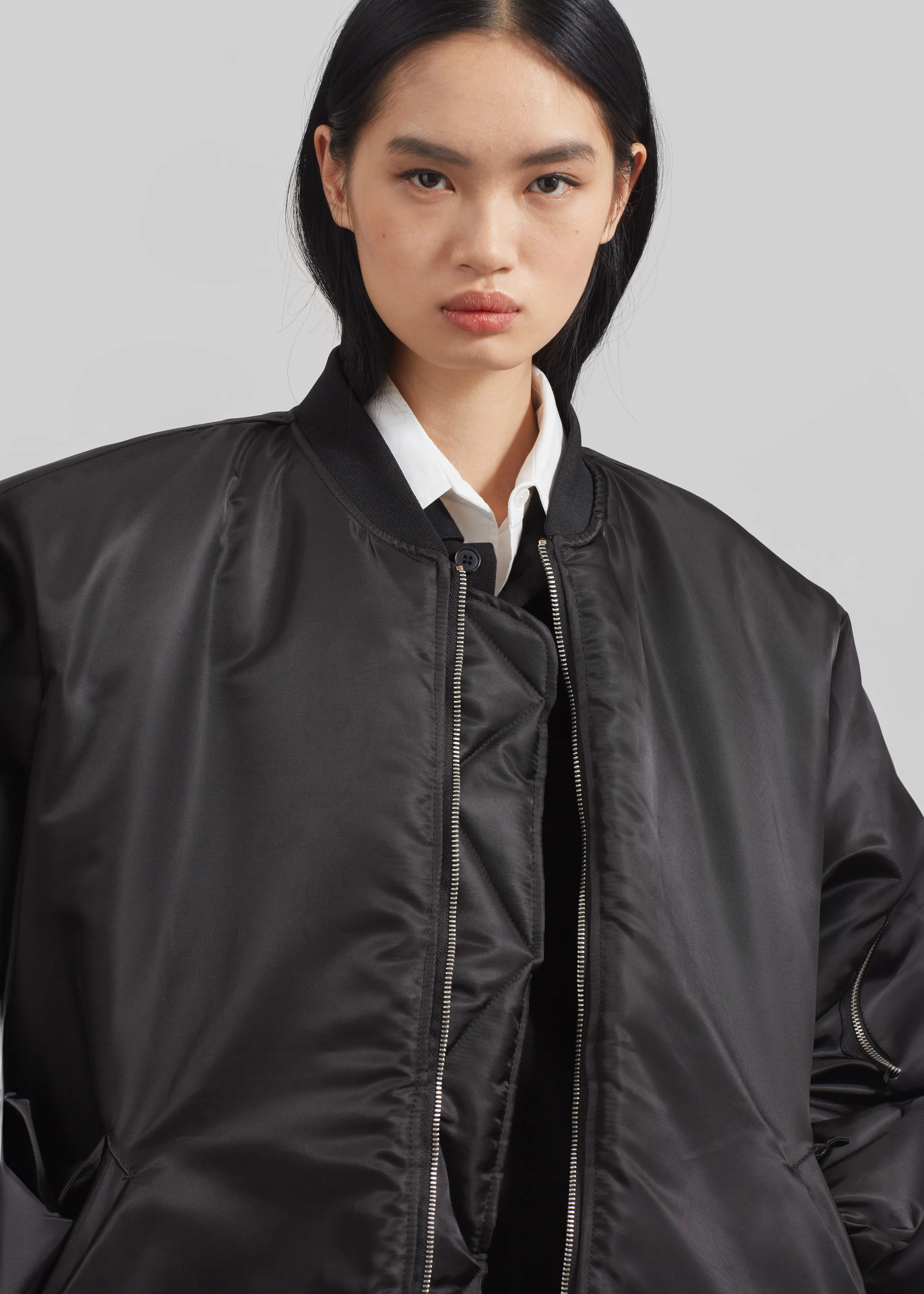 Volme Padded Bomber Jacket - Black - Image 5