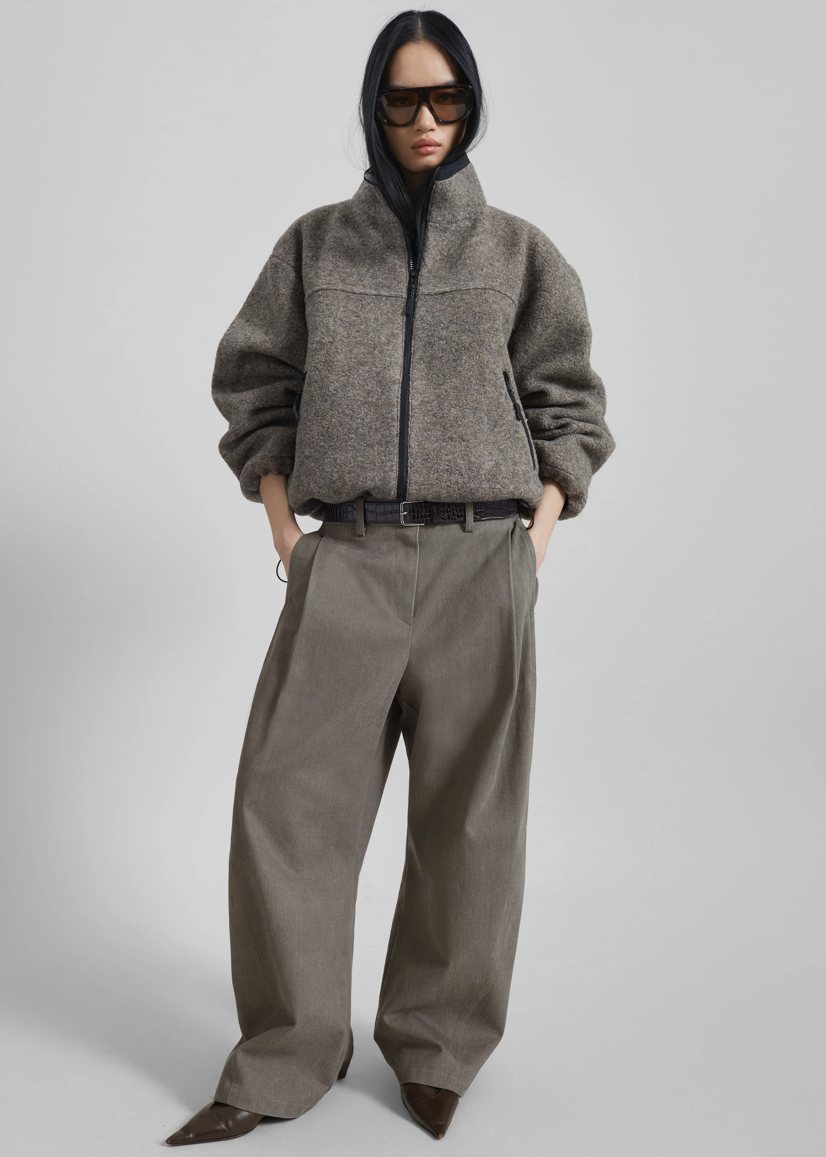 Vora Barrel Leg Pants - Grey