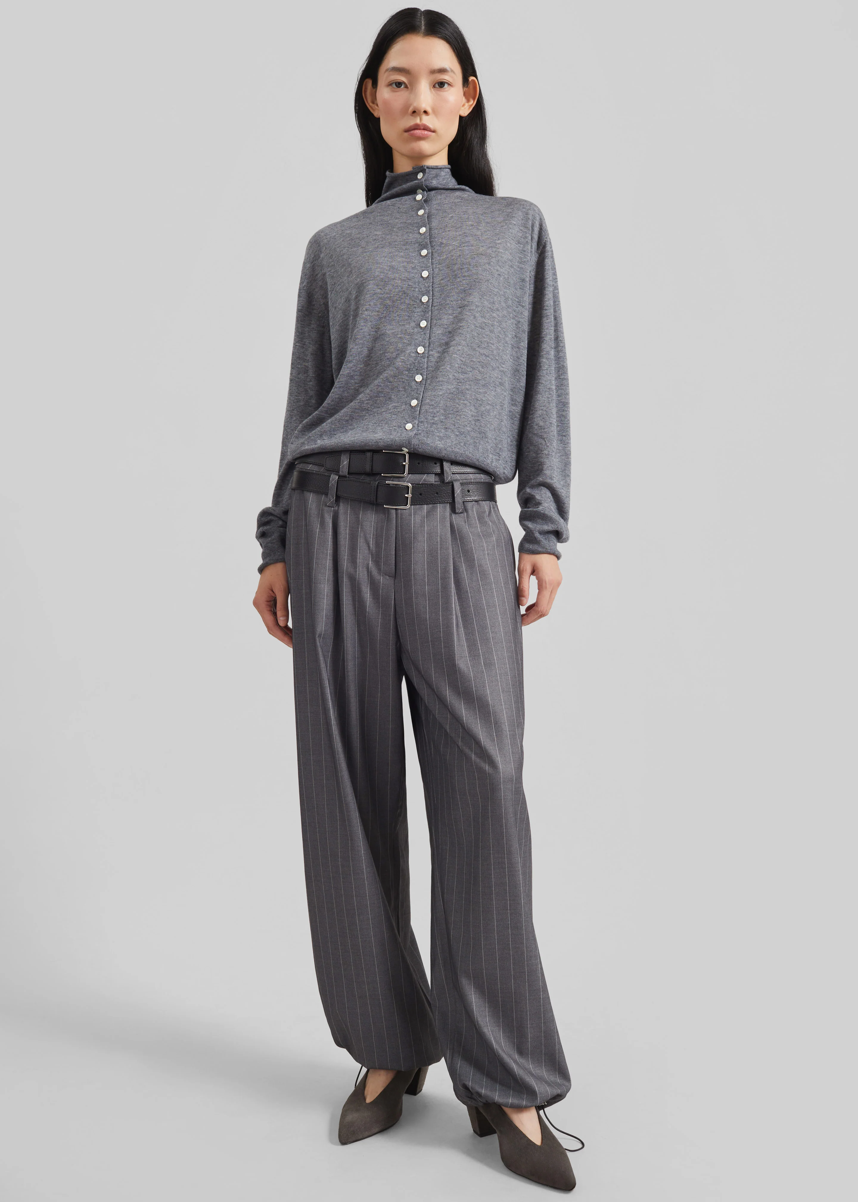 Vradal High Neck Cardigan - Grey - Image 5