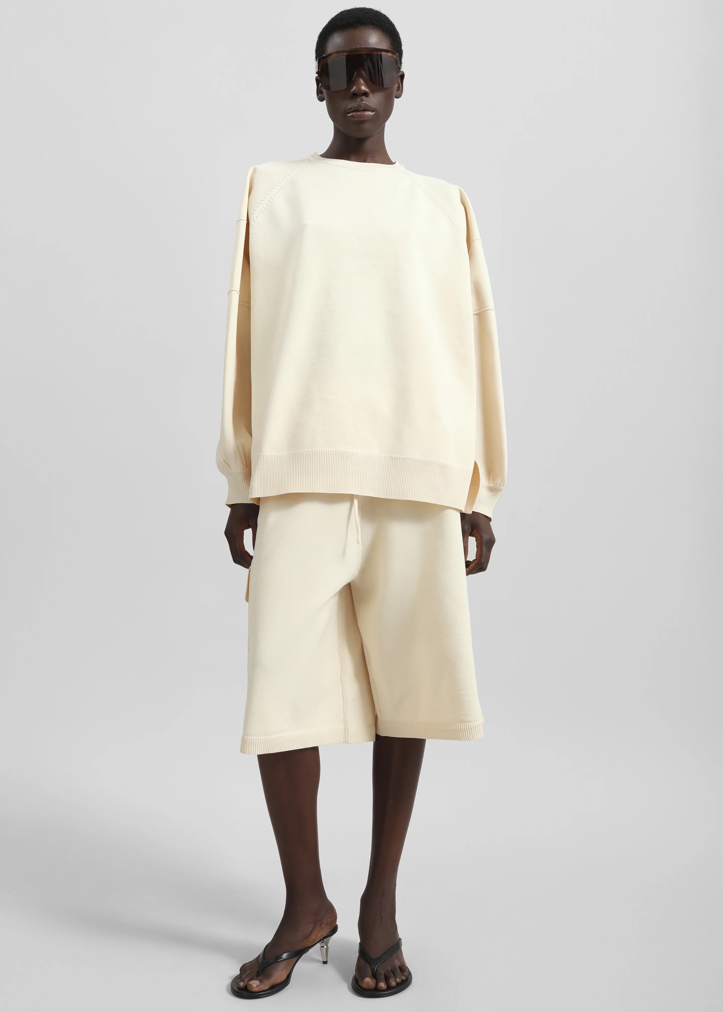 Wesra Knit Bermuda Shorts - Ecru - Image 4