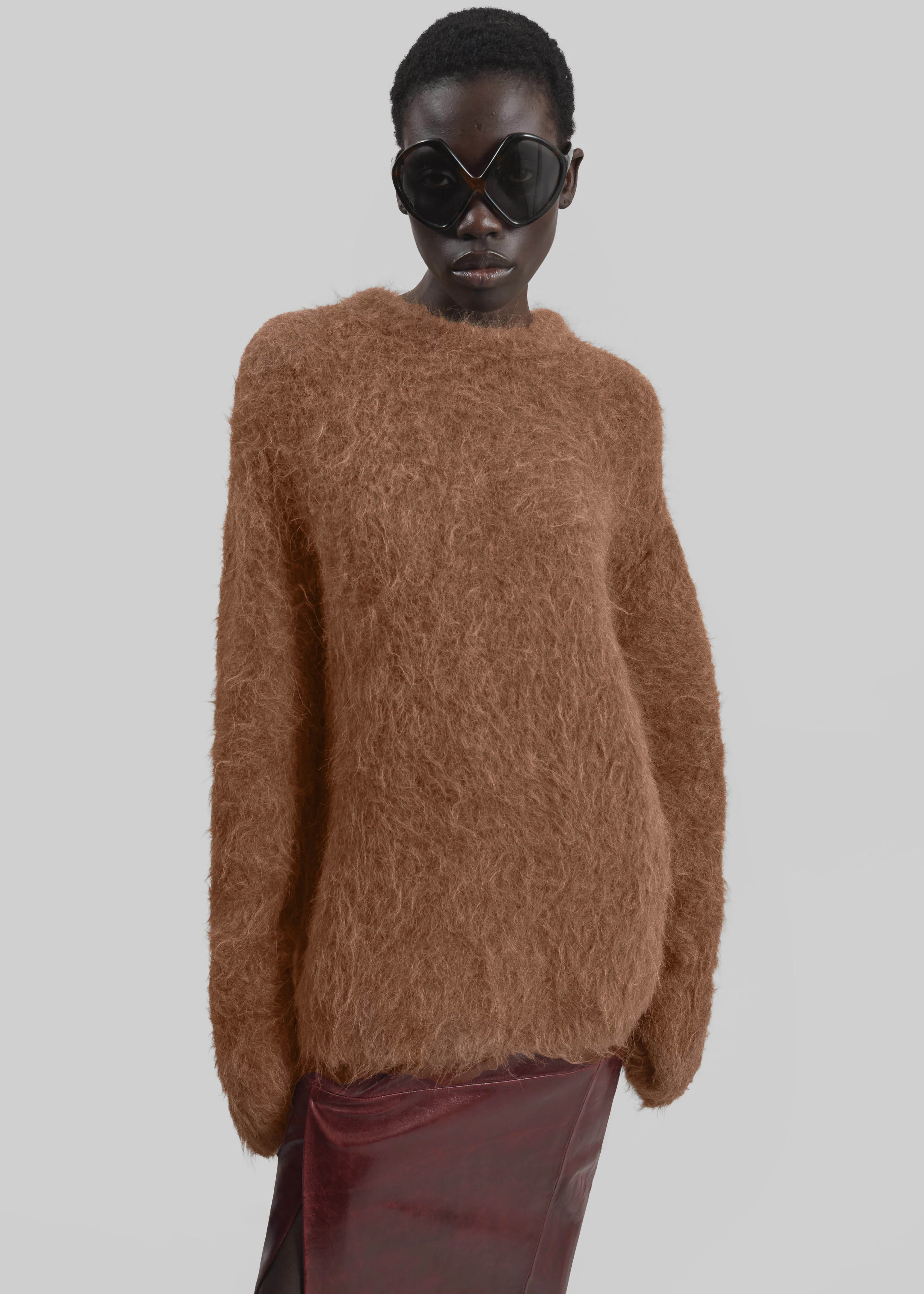 Willy Alpaca Knit Sweater - Dark Taupe - Image 3