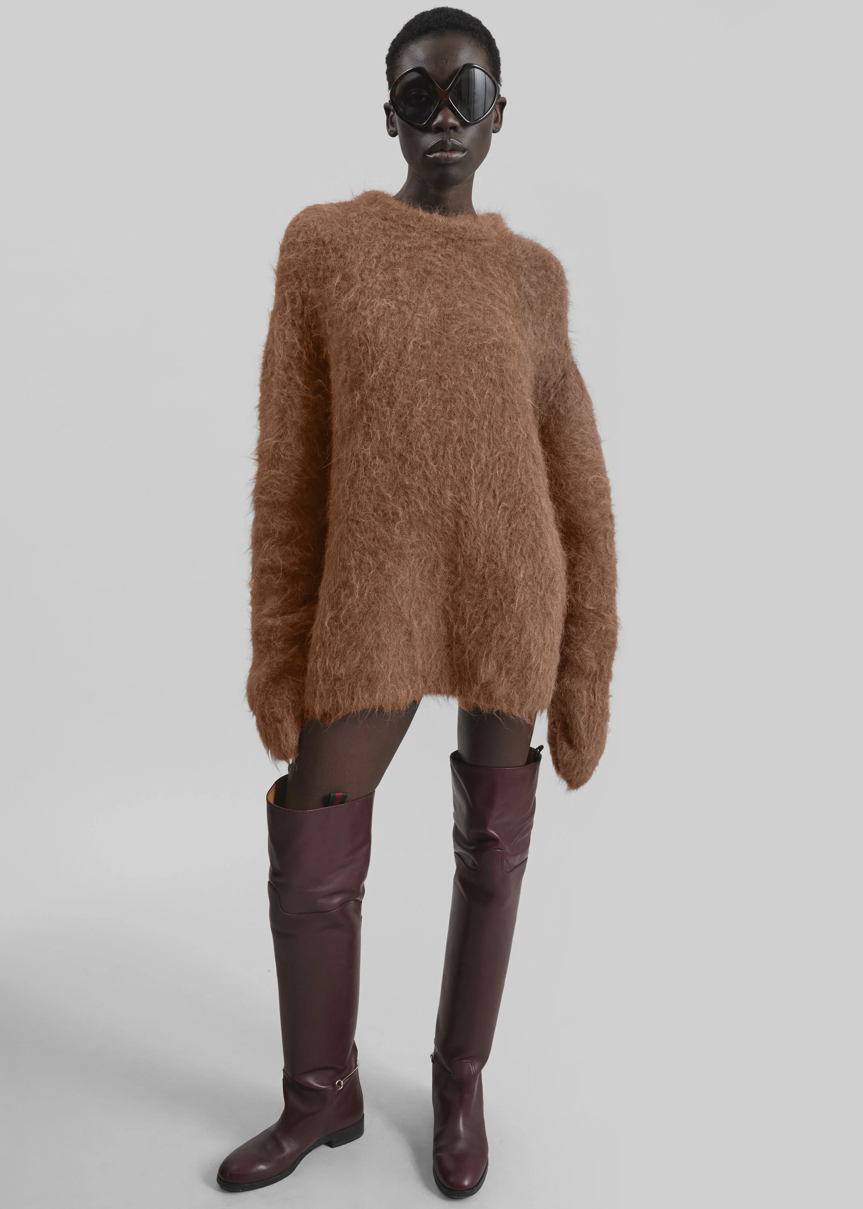 Willy Alpaca Knit Sweater - Dark Taupe - Image 4