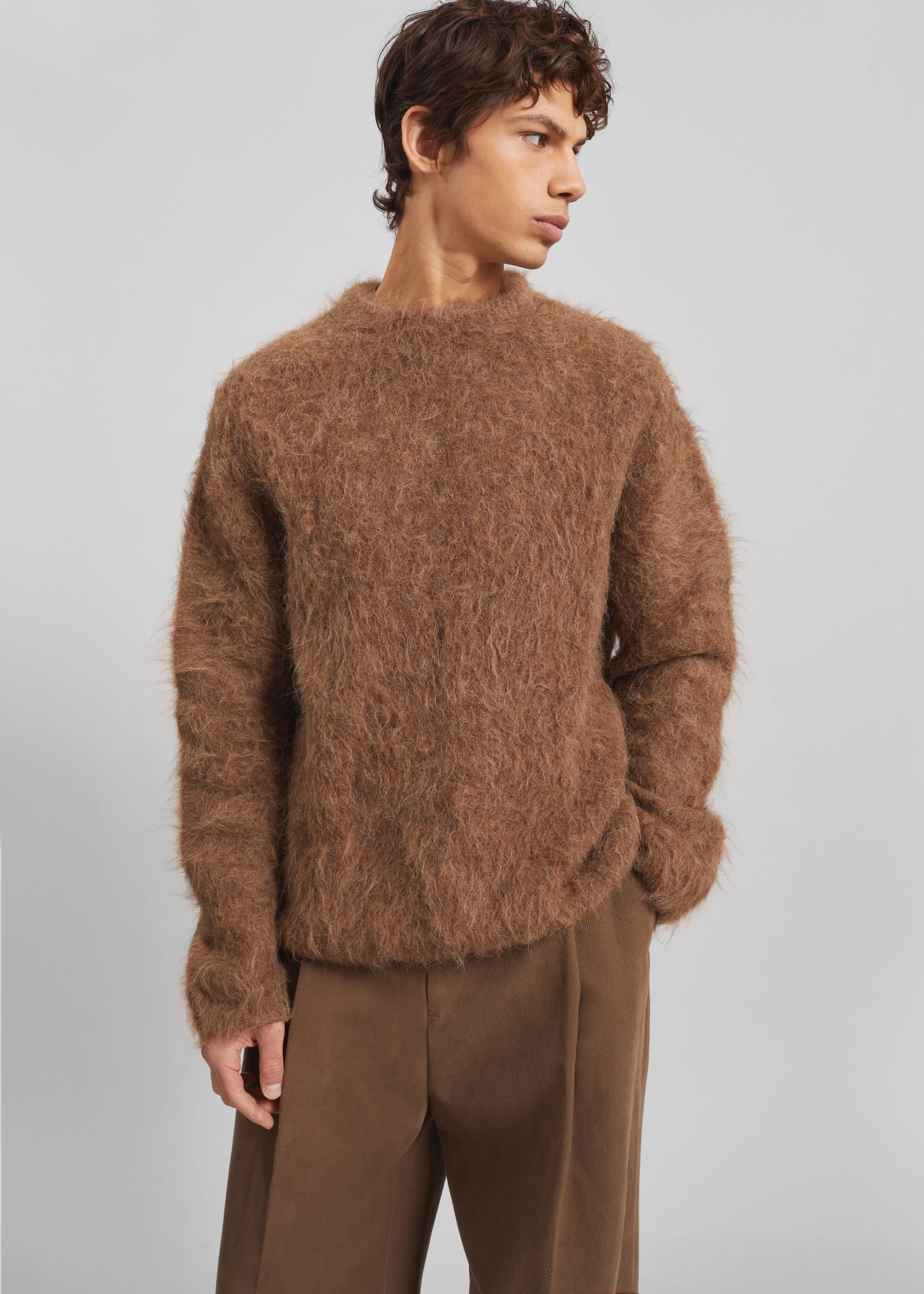 Willy Alpaca Knit Sweater - Dark Taupe - Image 5