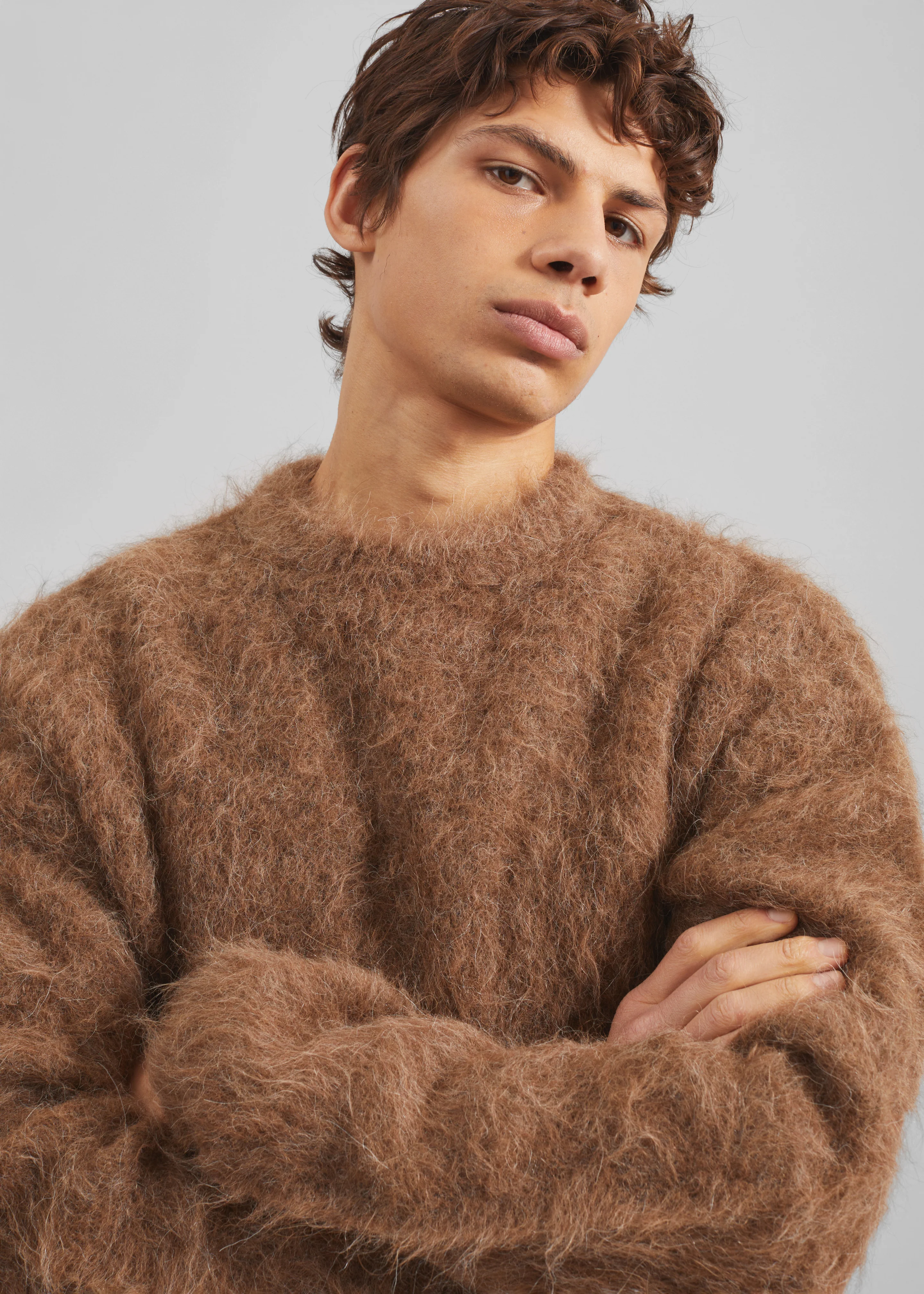 Willy Alpaca Knit Sweater - Dark Taupe - Image 6