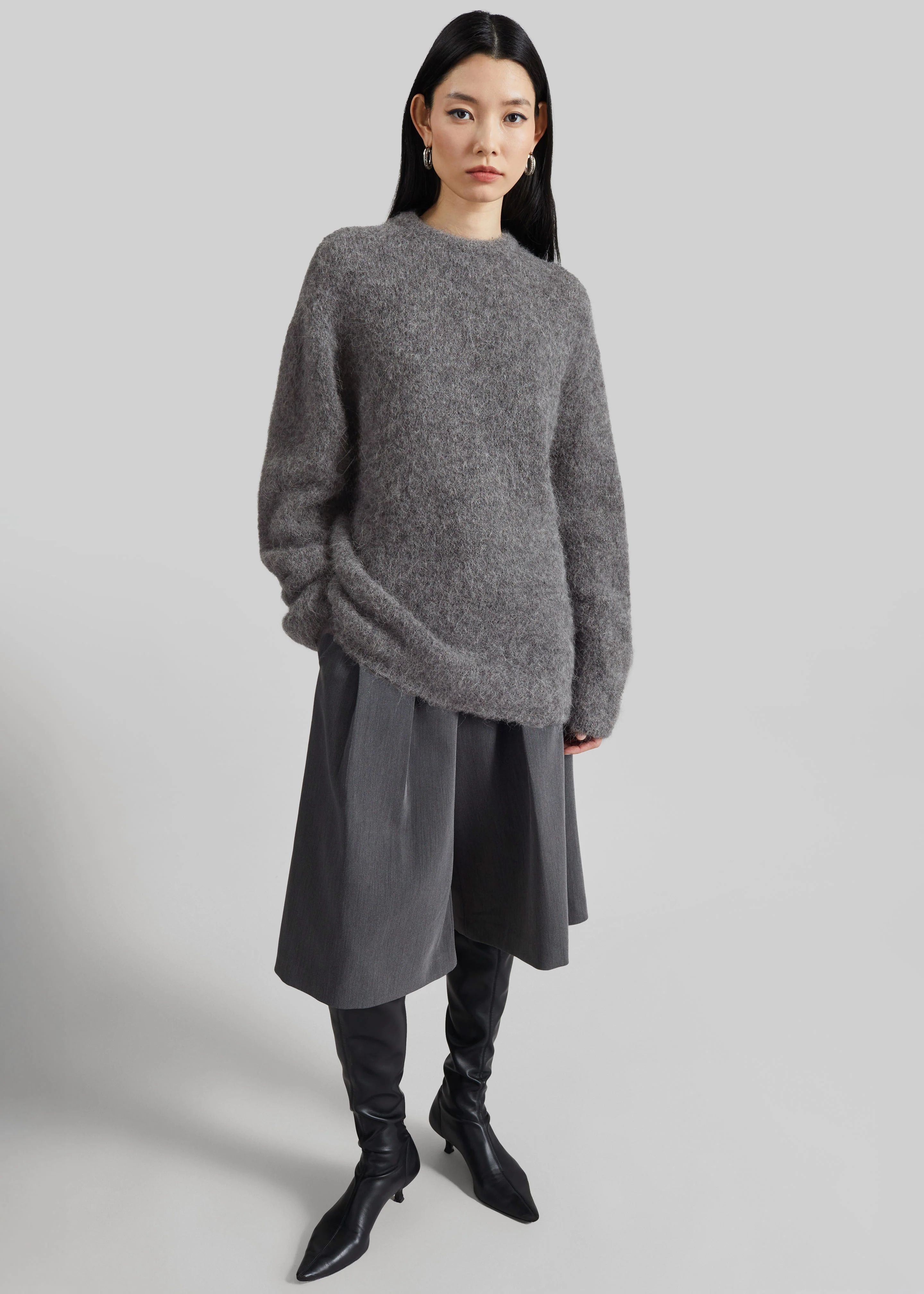 Willy Alpaca Knit Sweater - Grey - Image 2