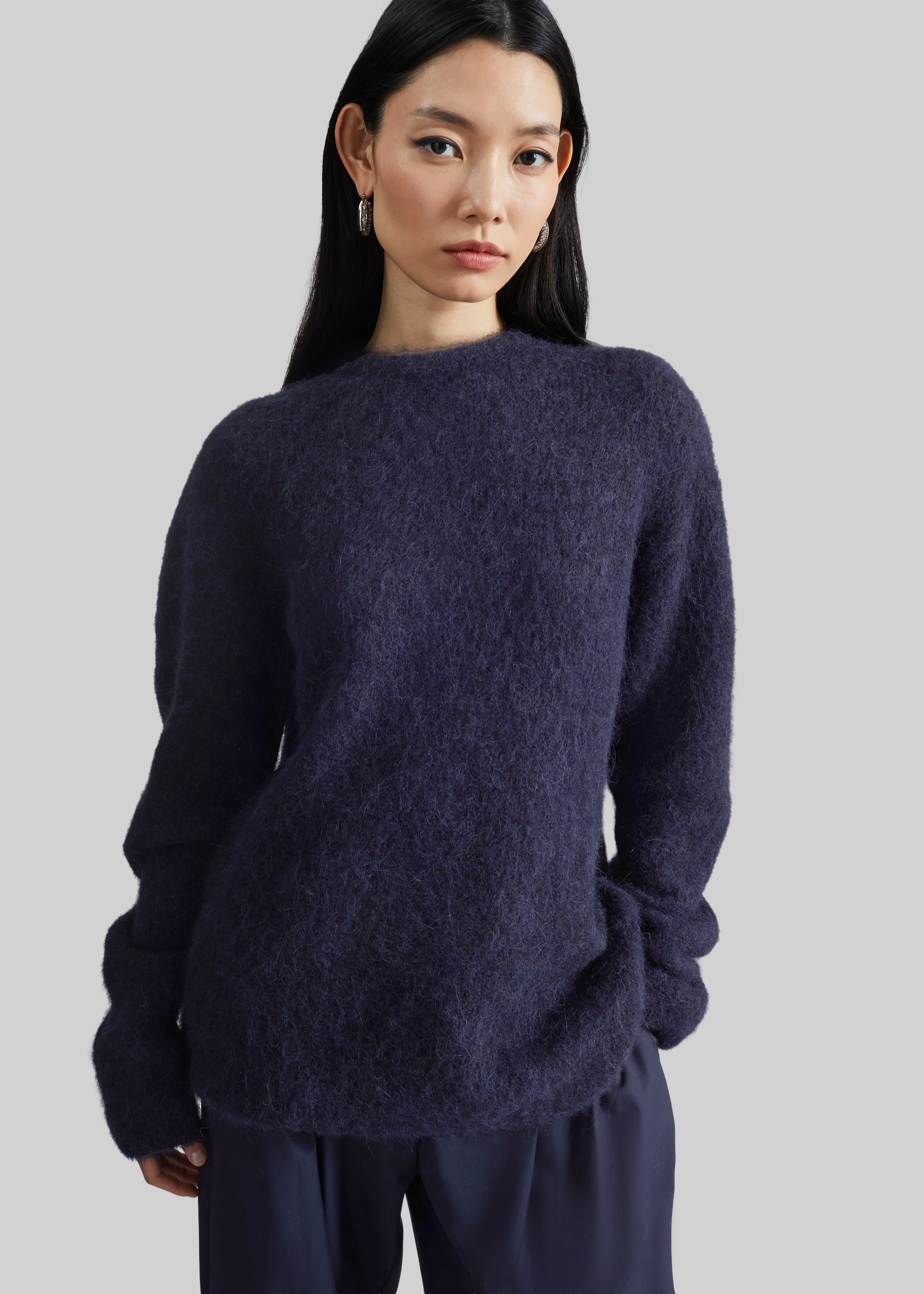 Willy Alpaca Knit Sweater - Navy - Image 4