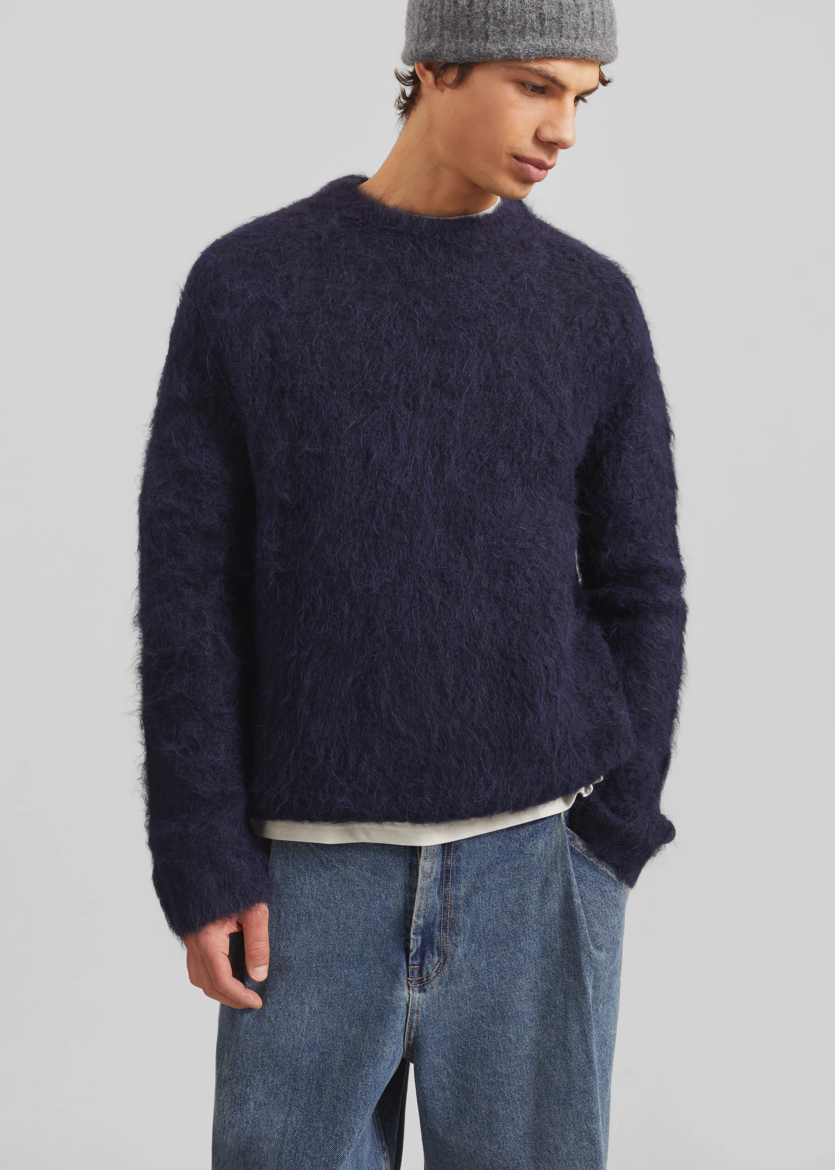 Willy Alpaca Knit Sweater - Navy - Image 5