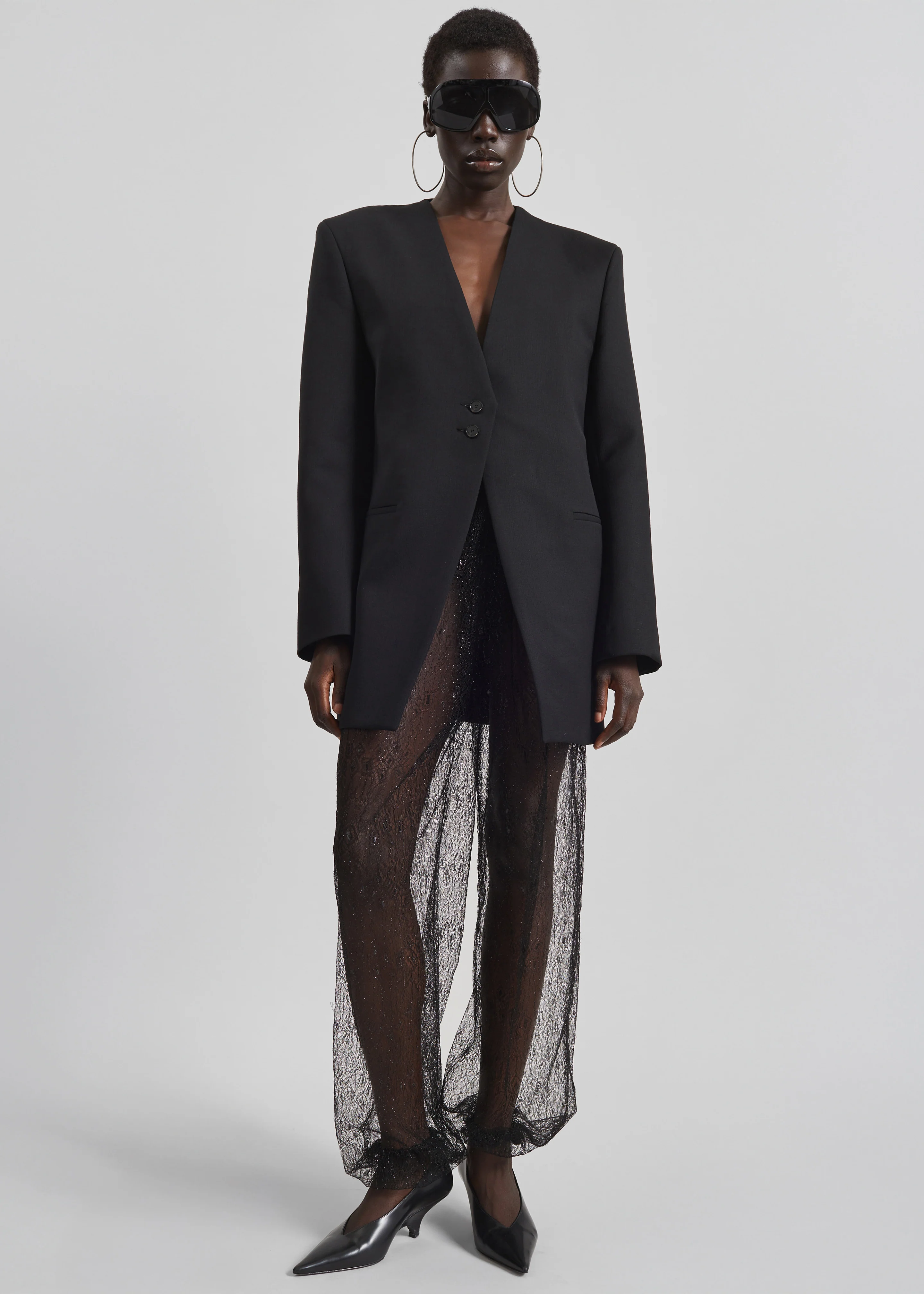 Winsen Collarless Blazer - Black - Image 4