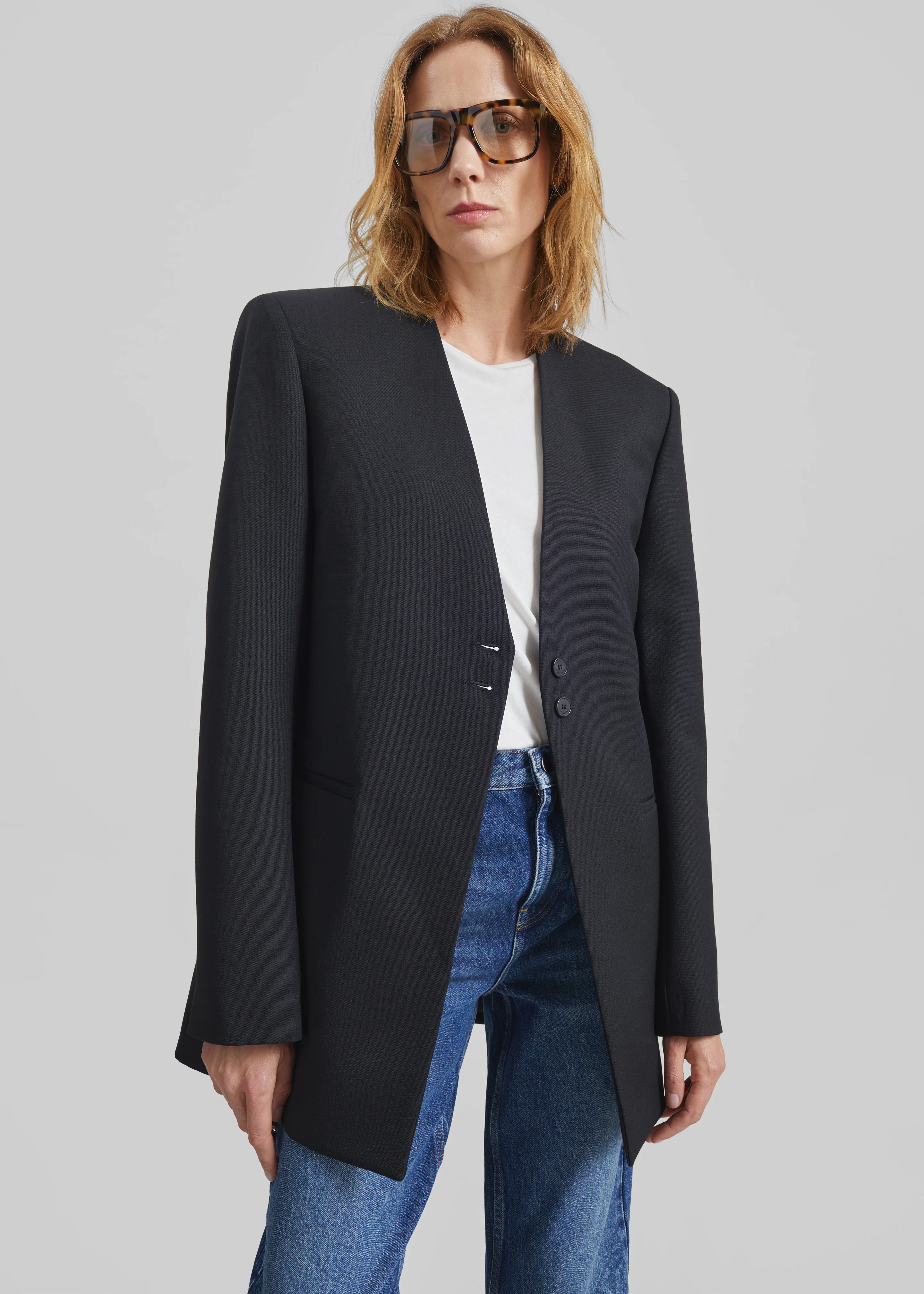 Winsen Collarless Blazer - Black - Image 6