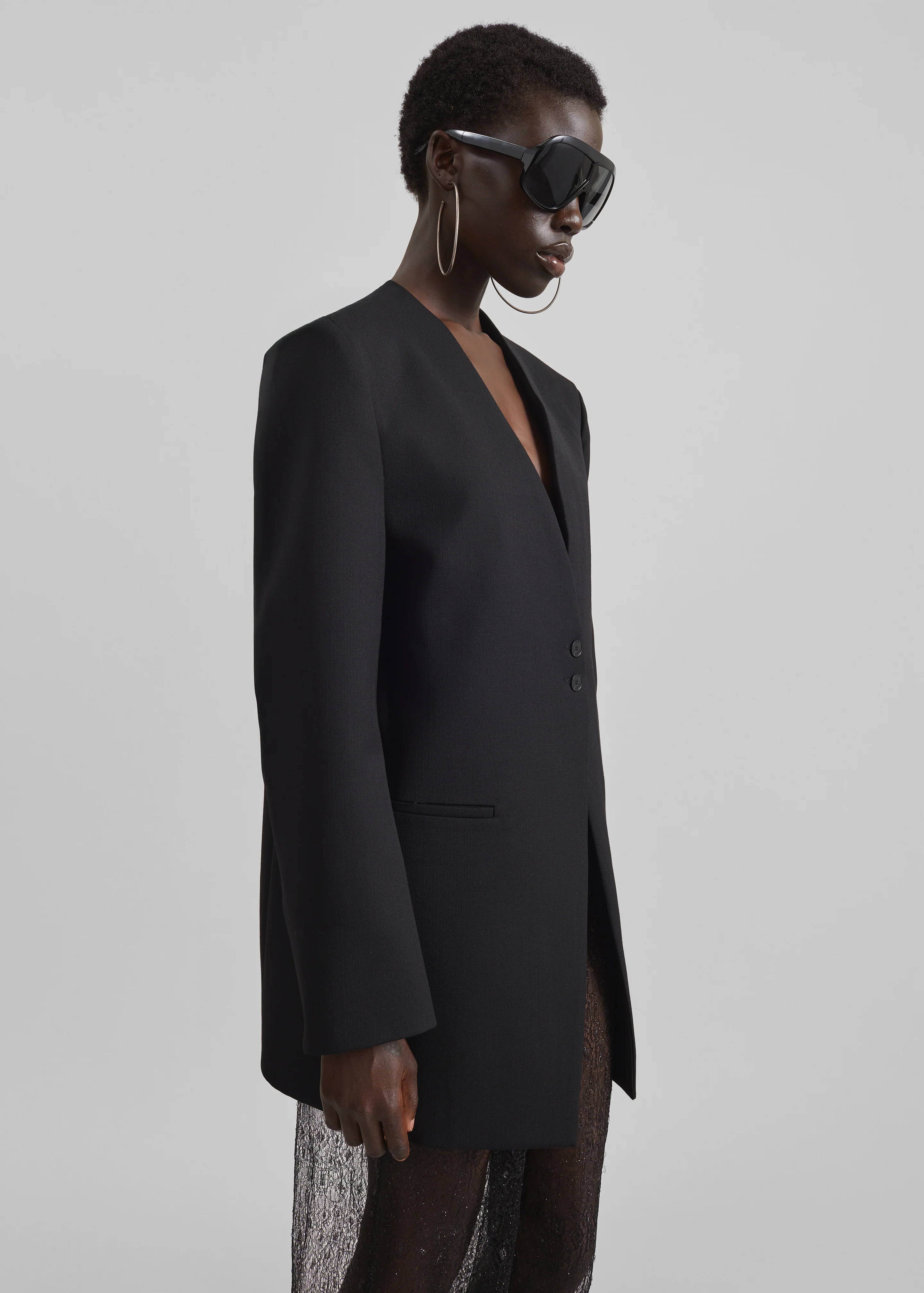 Winsen Collarless Blazer - Black - Image 8