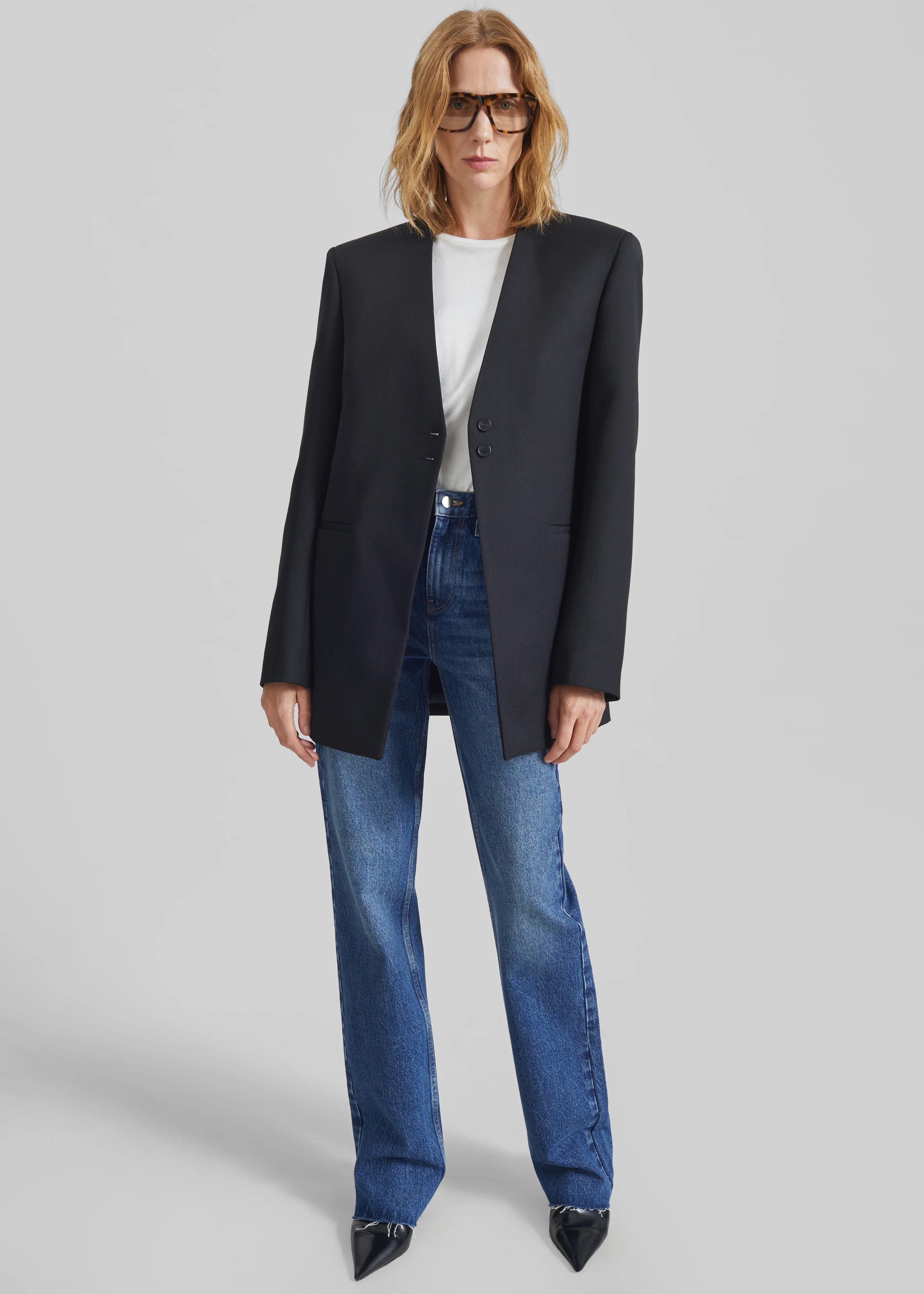 Winsen Collarless Blazer - Black - Image 9
