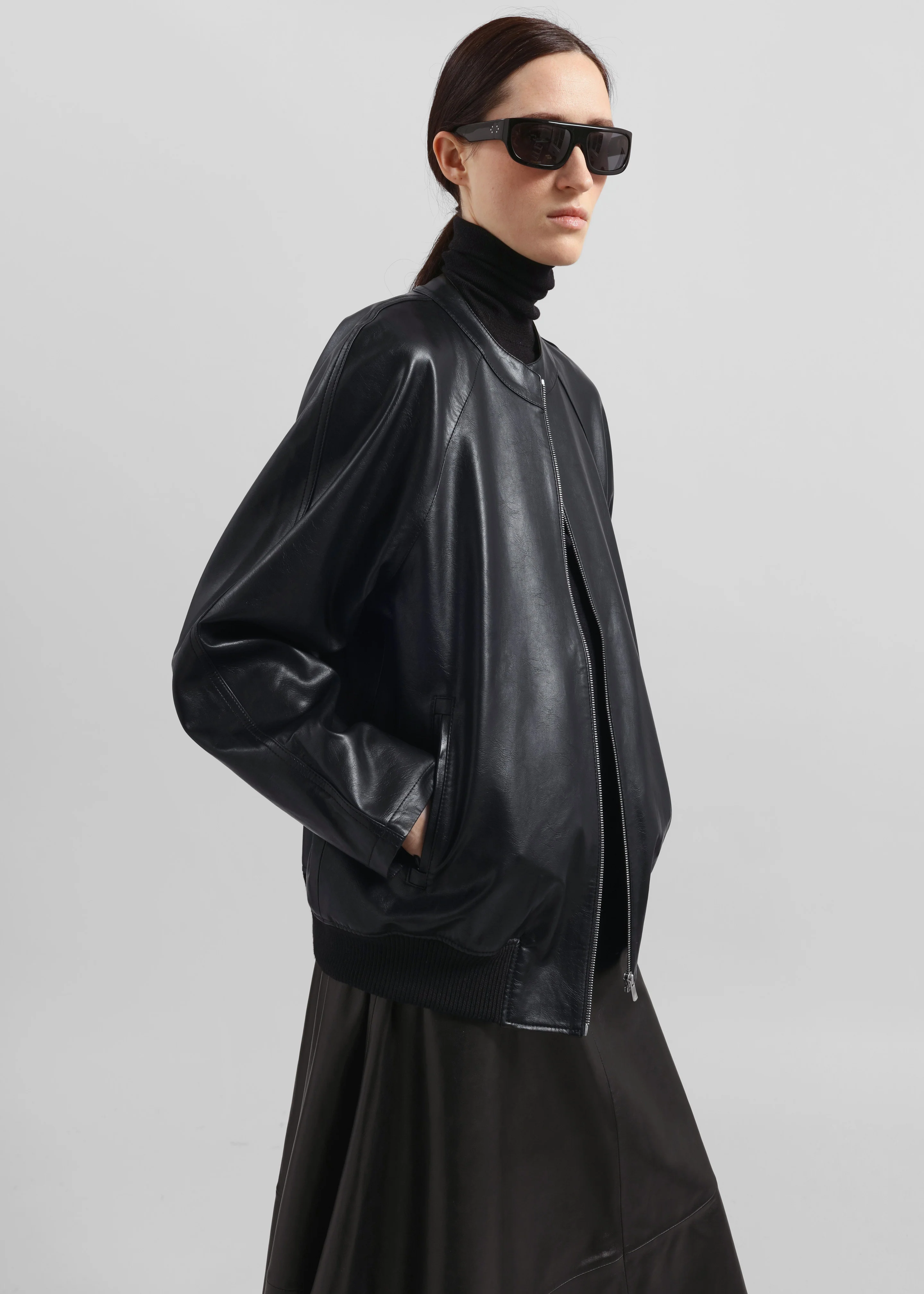 Xyla Faux Leather Jacket - Black - Image 12