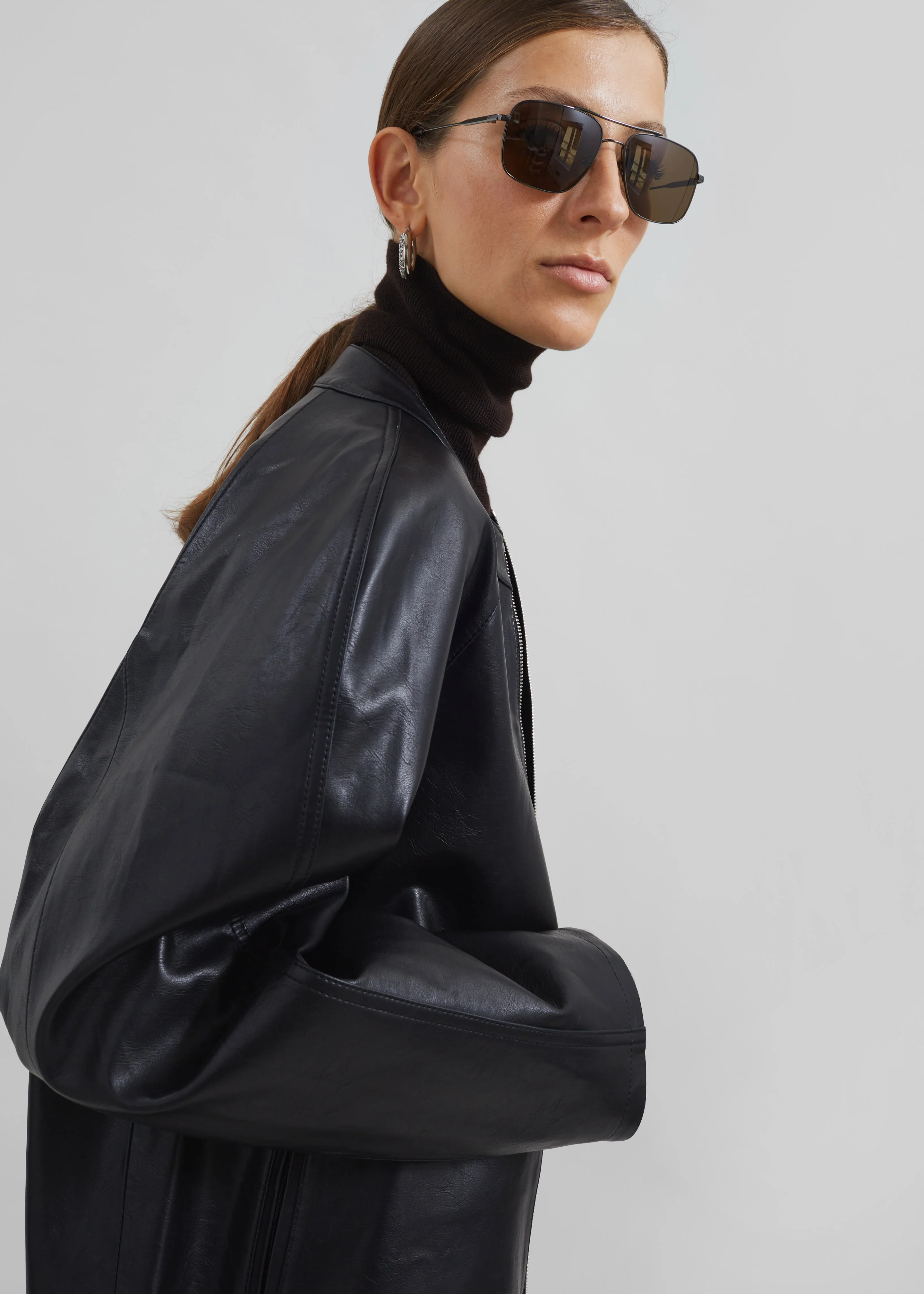 Xyla Faux Leather Jacket - Black - Image 4