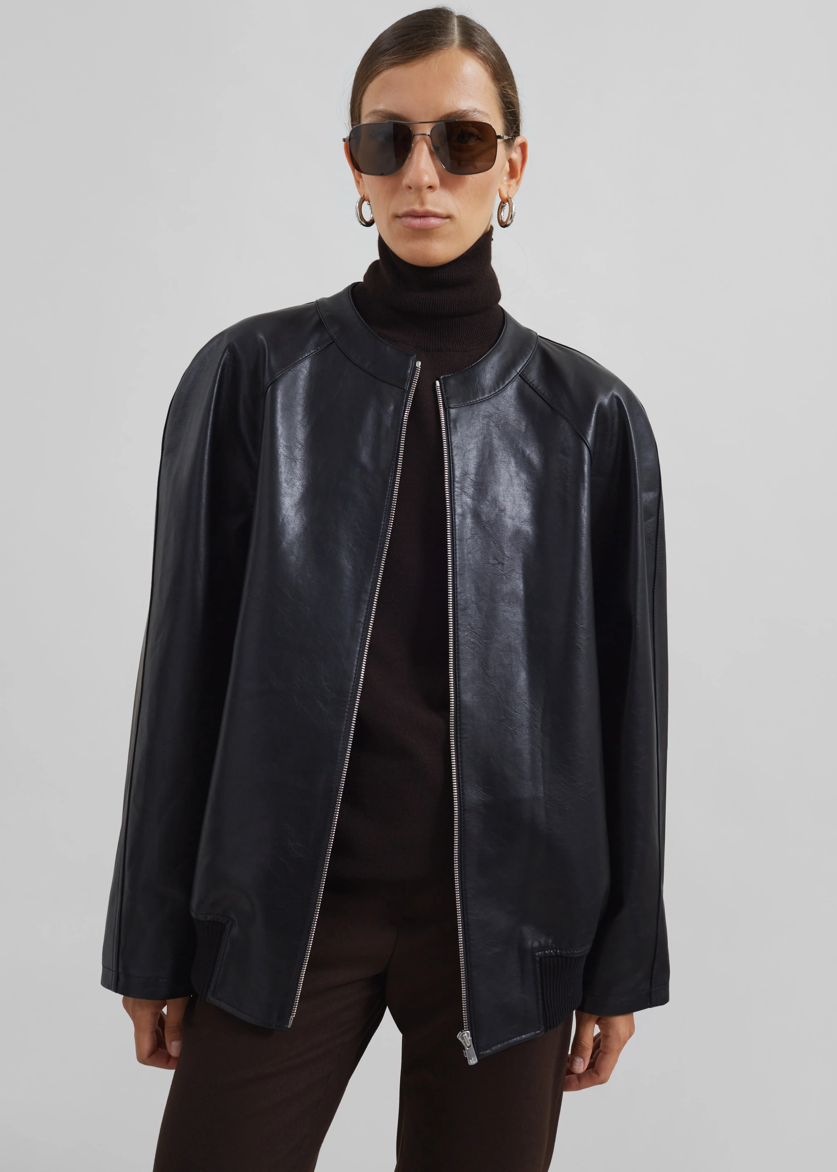 Xyla Faux Leather Jacket - Black - Image 5