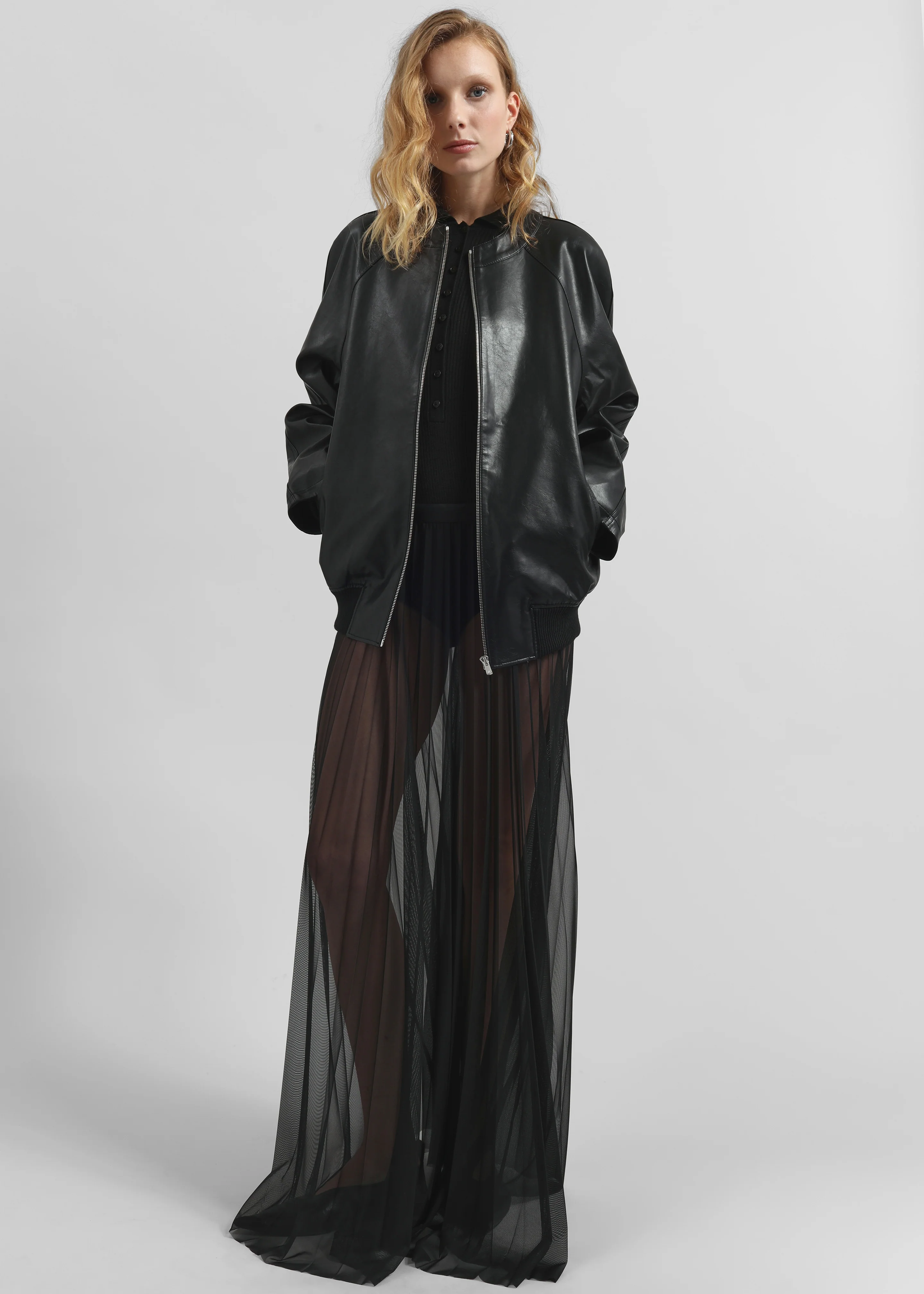 Xyla Faux Leather Jacket - Black - Image 6
