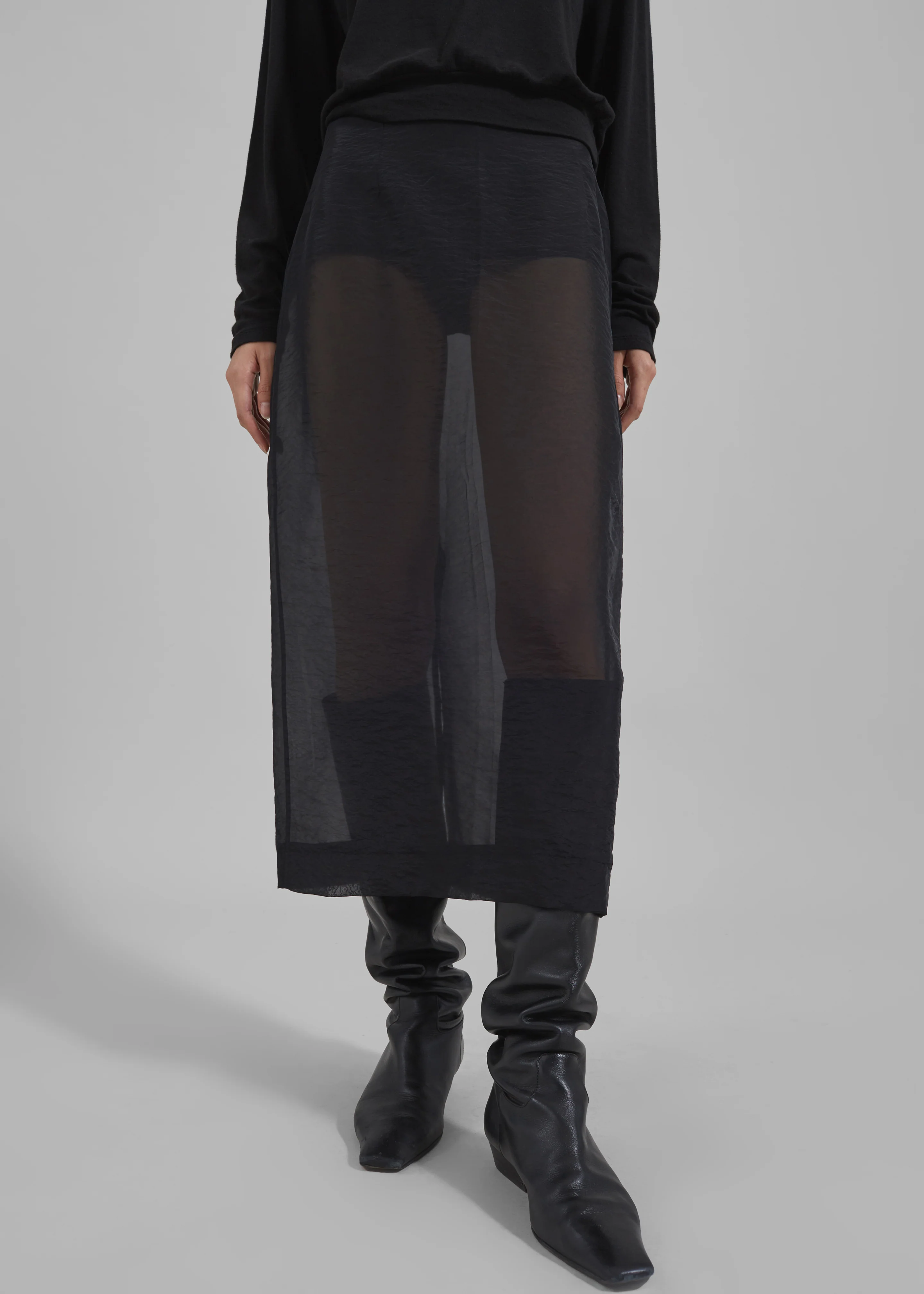 Yara Sheer Midi Skirt - Black - Image 5