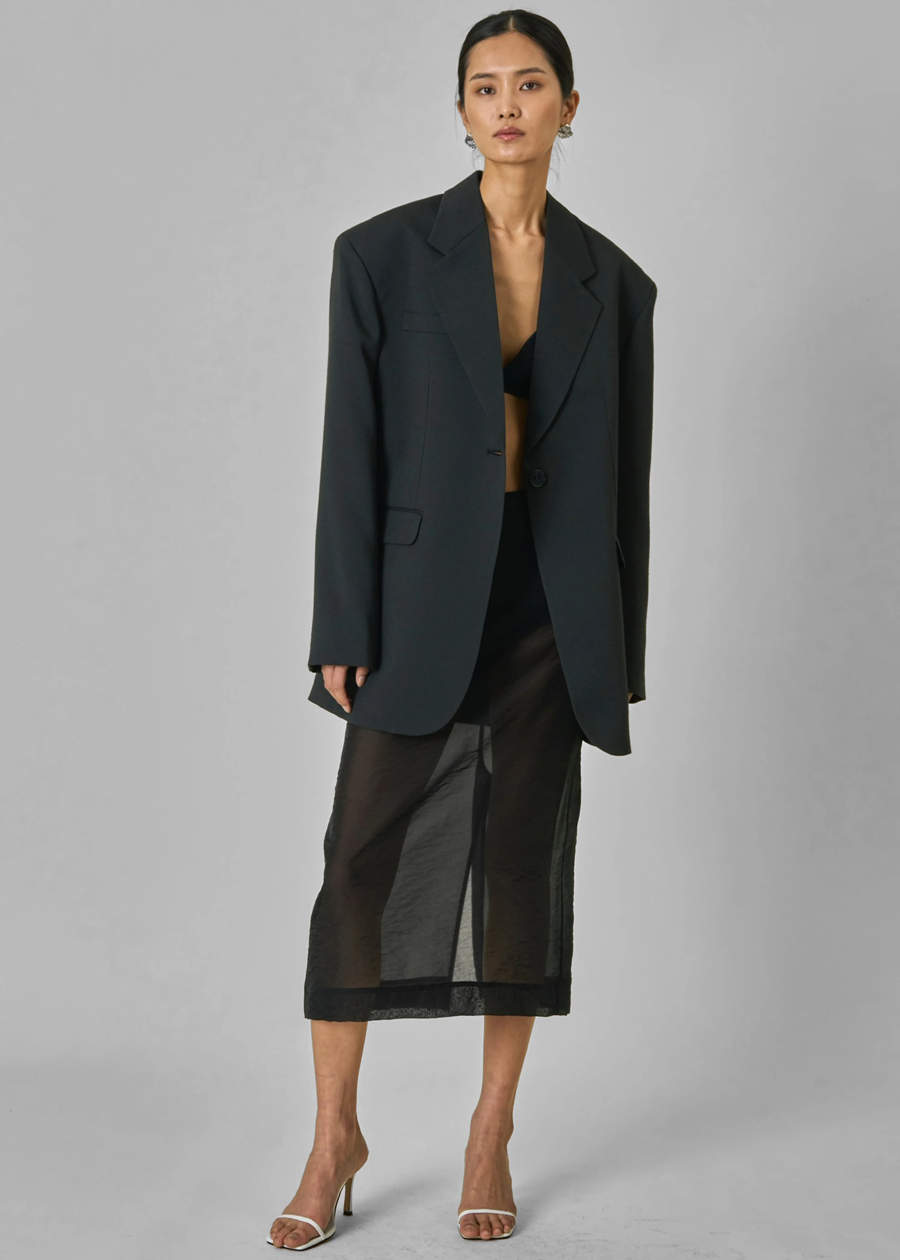 Yara Sheer Midi Skirt - Black - Image 6