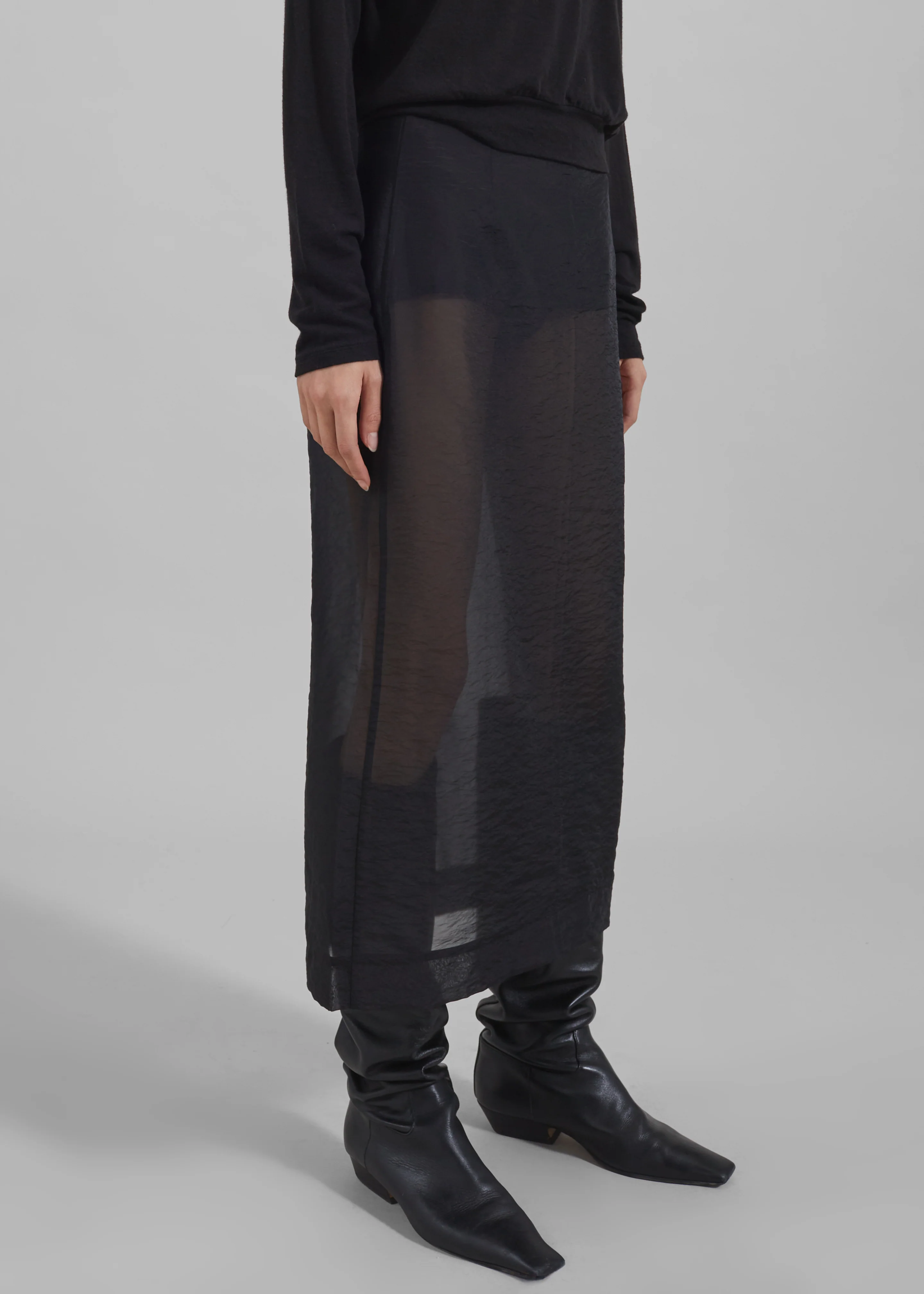 Yara Sheer Midi Skirt - Black - Image 7