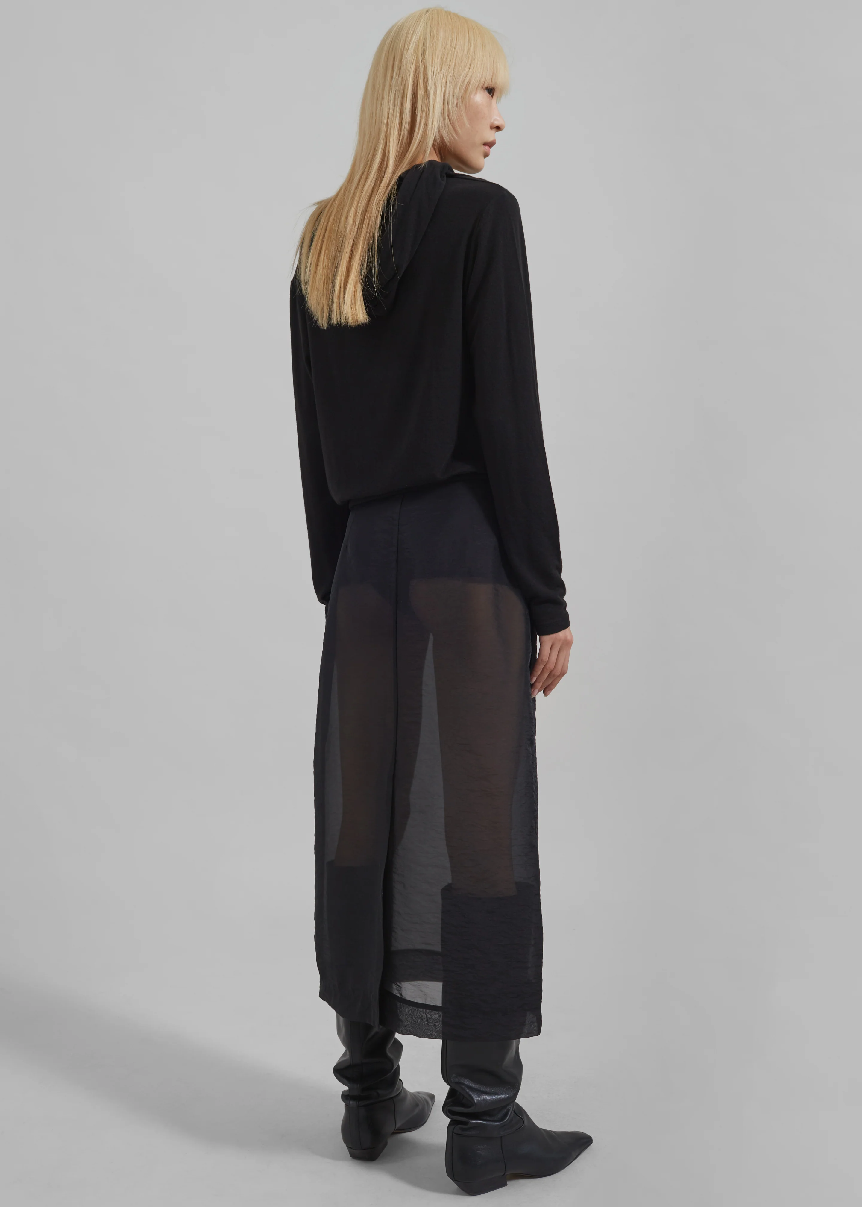 Yara Sheer Midi Skirt - Black - Image 9