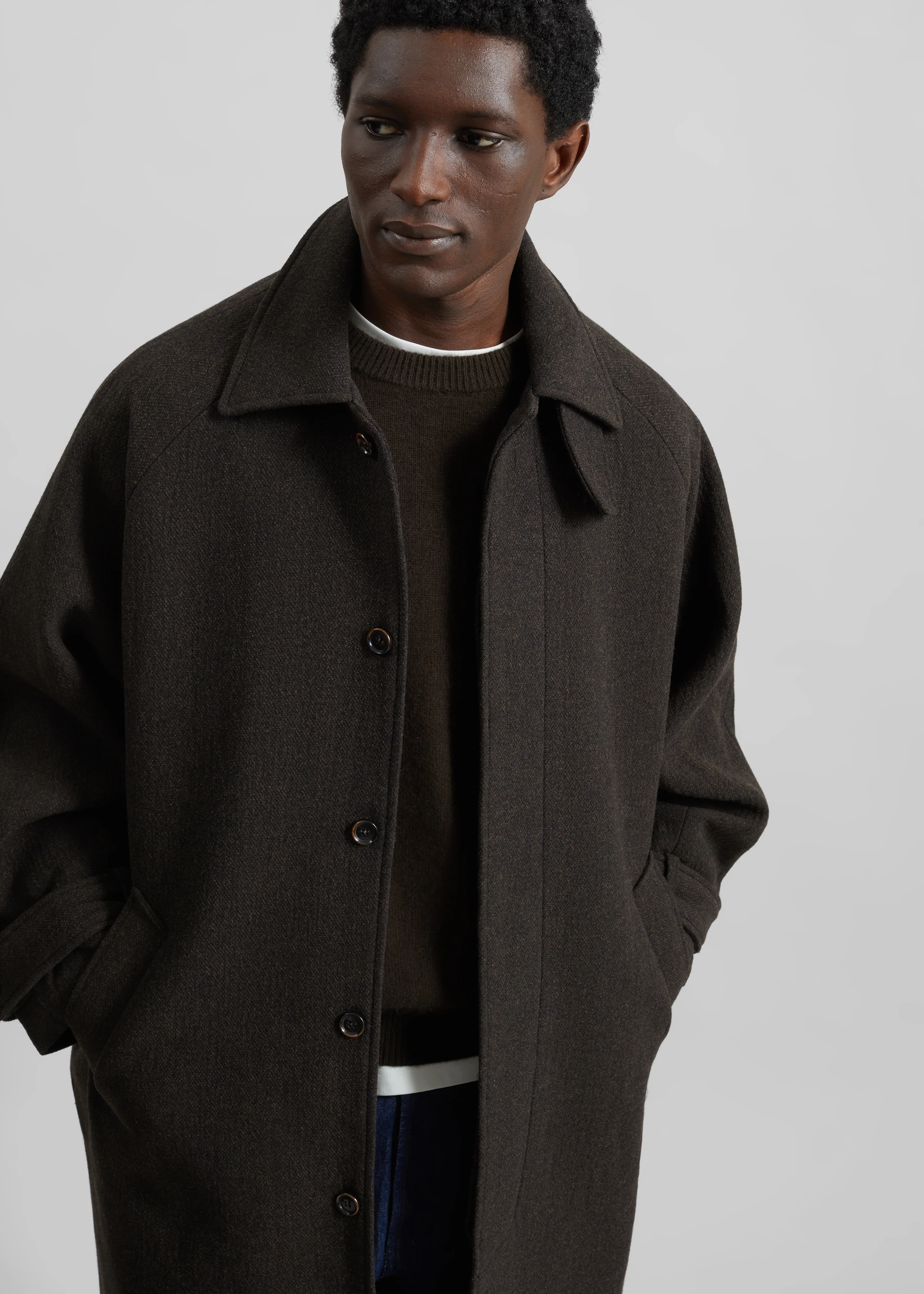 Zach Wool Blend Coat - Brown - Image 4