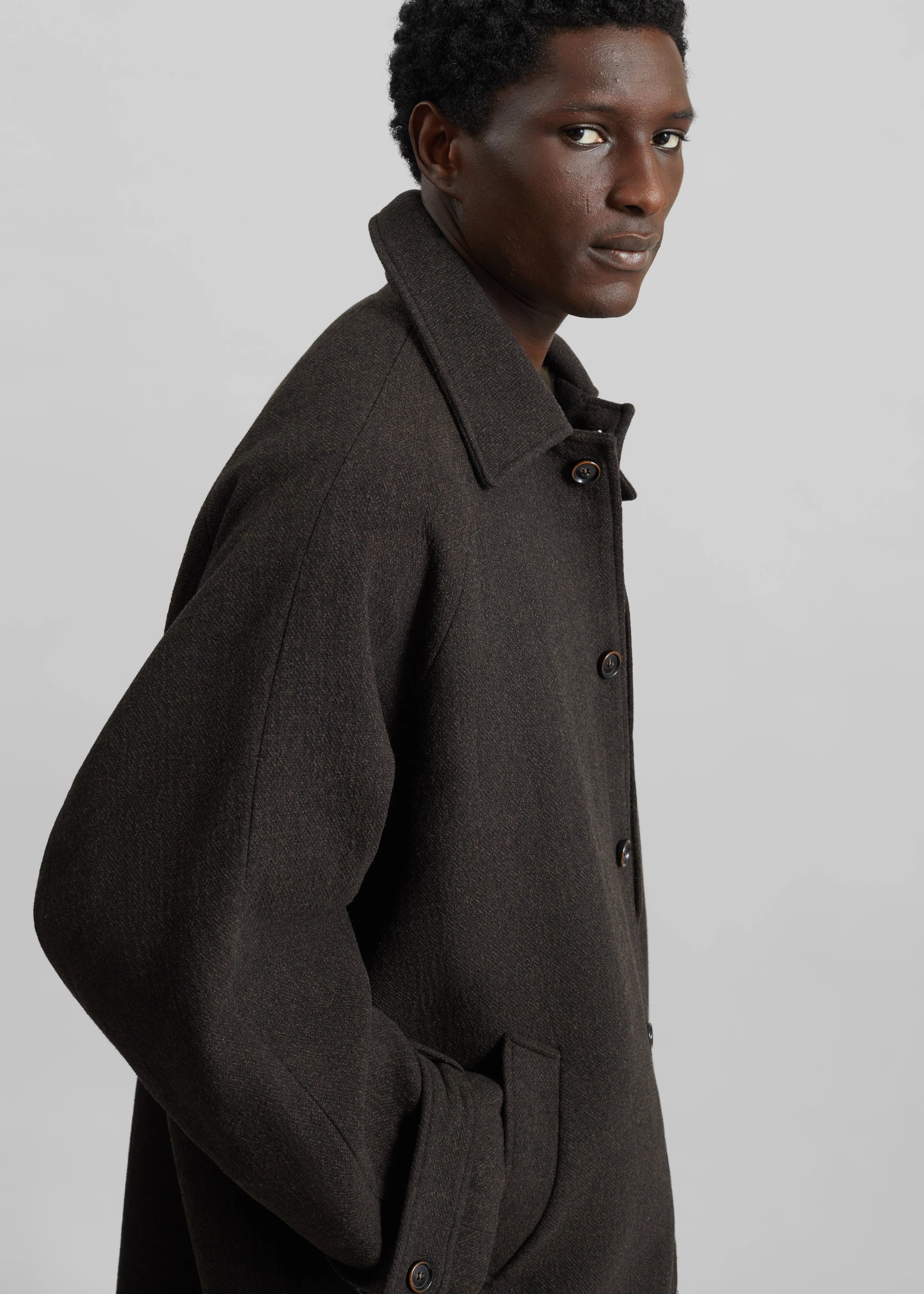 Zach Wool Blend Coat - Brown - Image 7