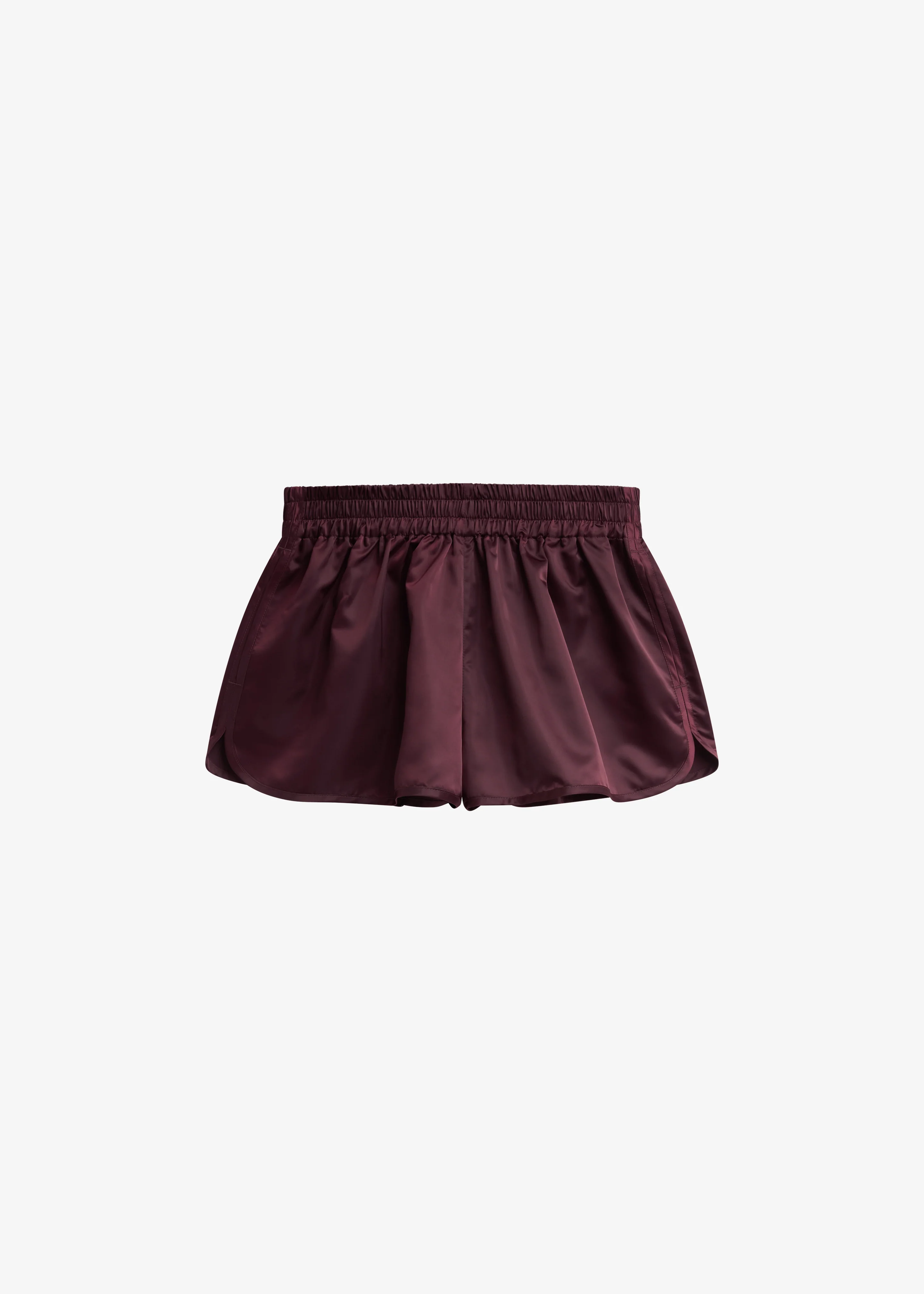 Zafra Satin Mini Shorts - Dark Plum - Image 9