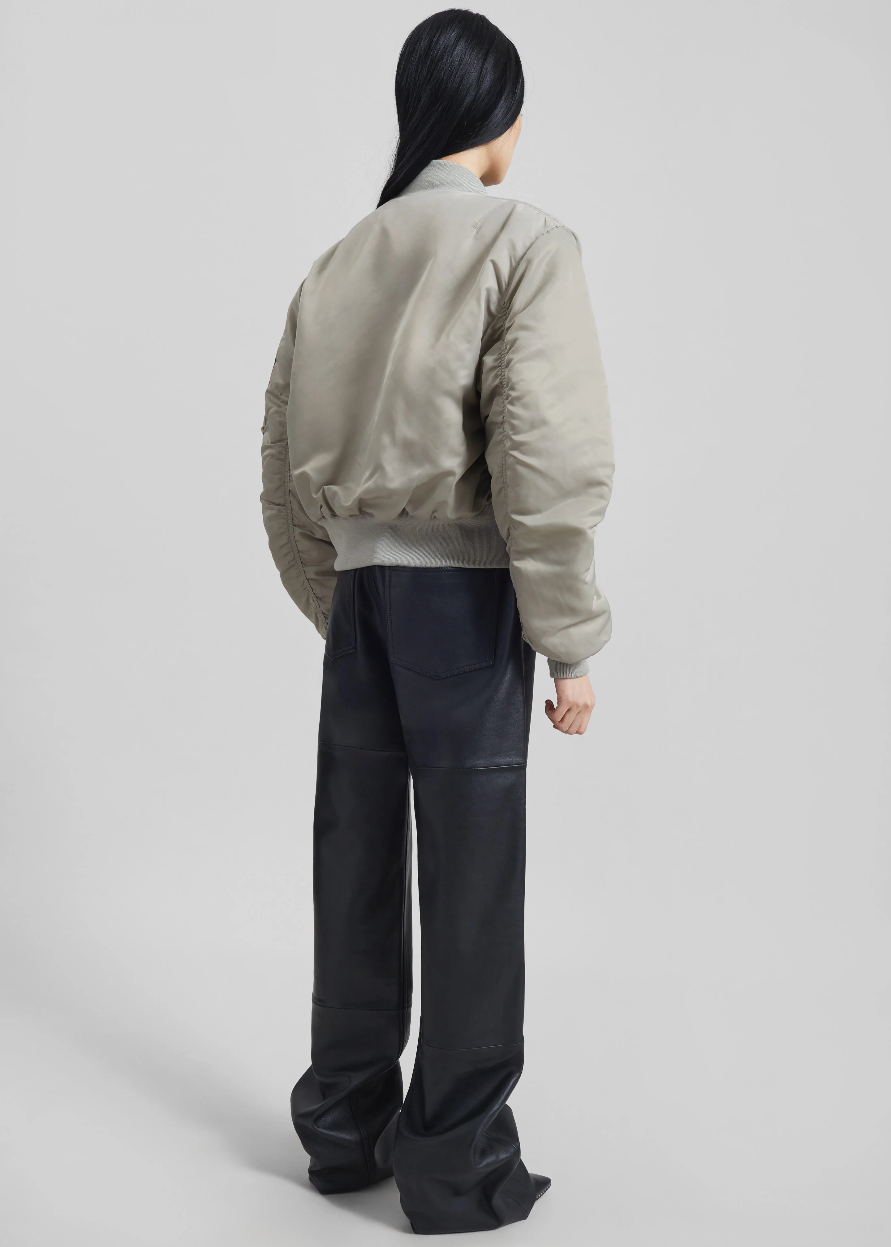 Zernez Cropped Bomber Jacket - Stone - Image 6