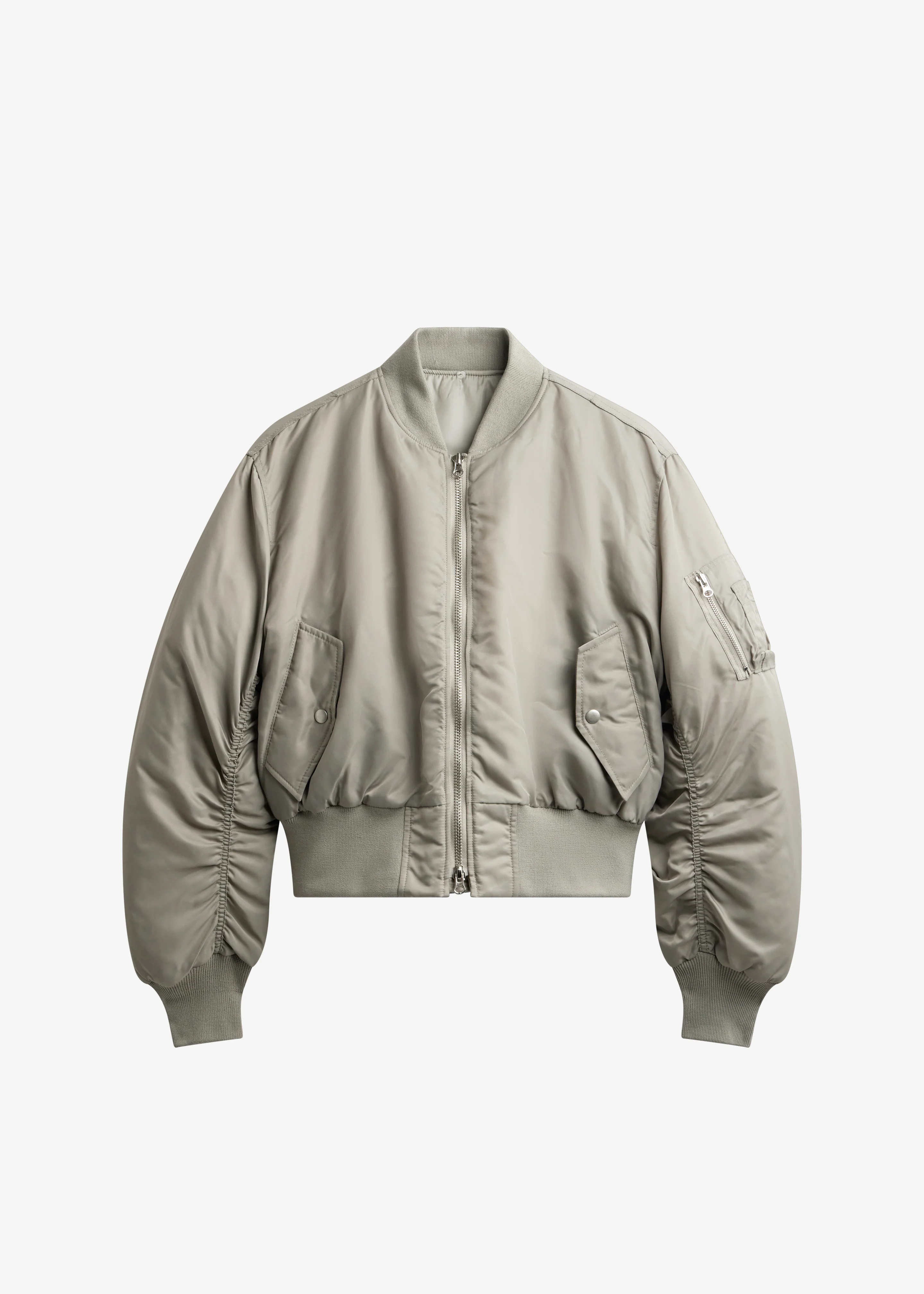 Zernez Cropped Bomber Jacket - Stone - Image 7