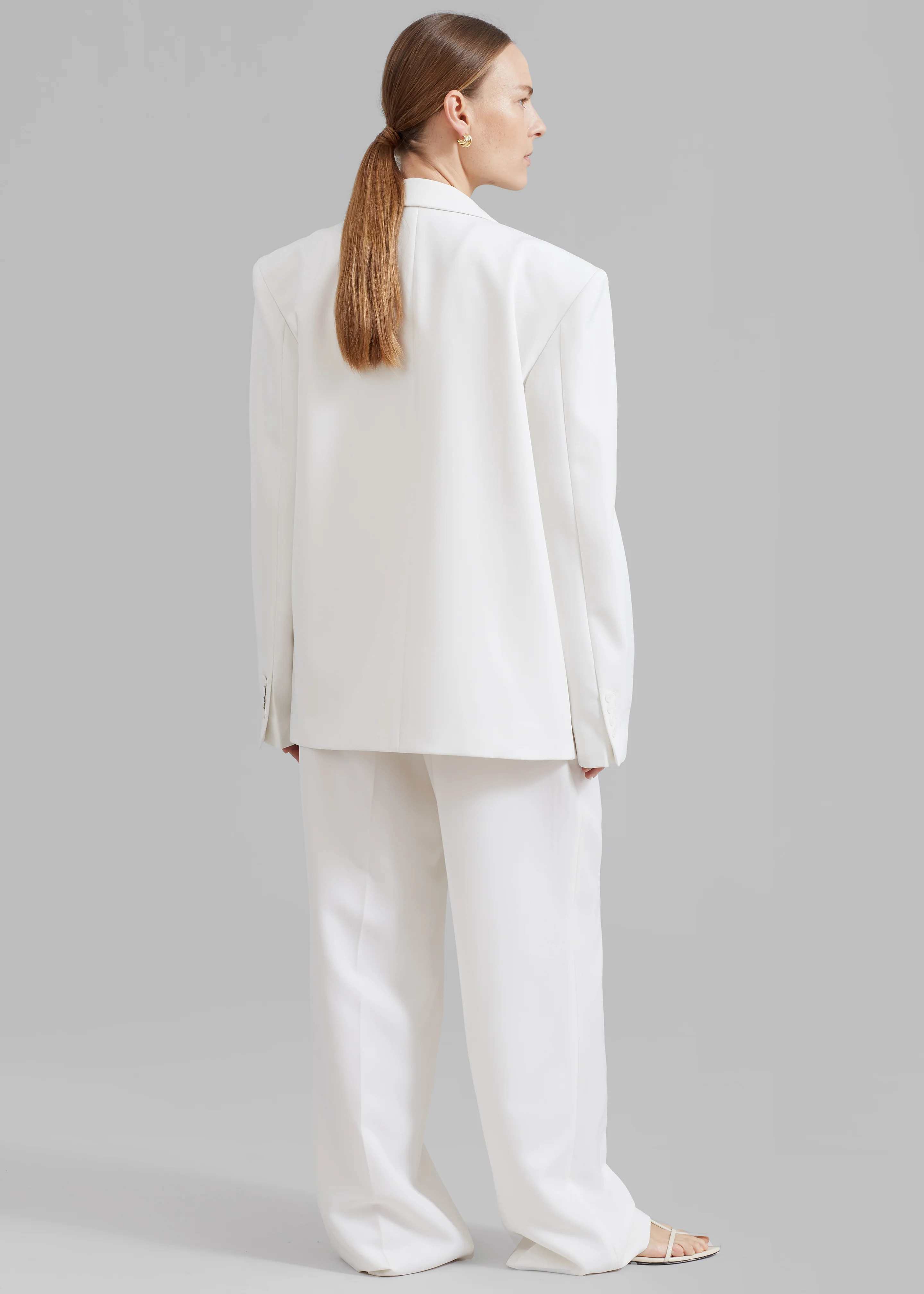 Zia Covered Buttons Blazer - White - Image 11