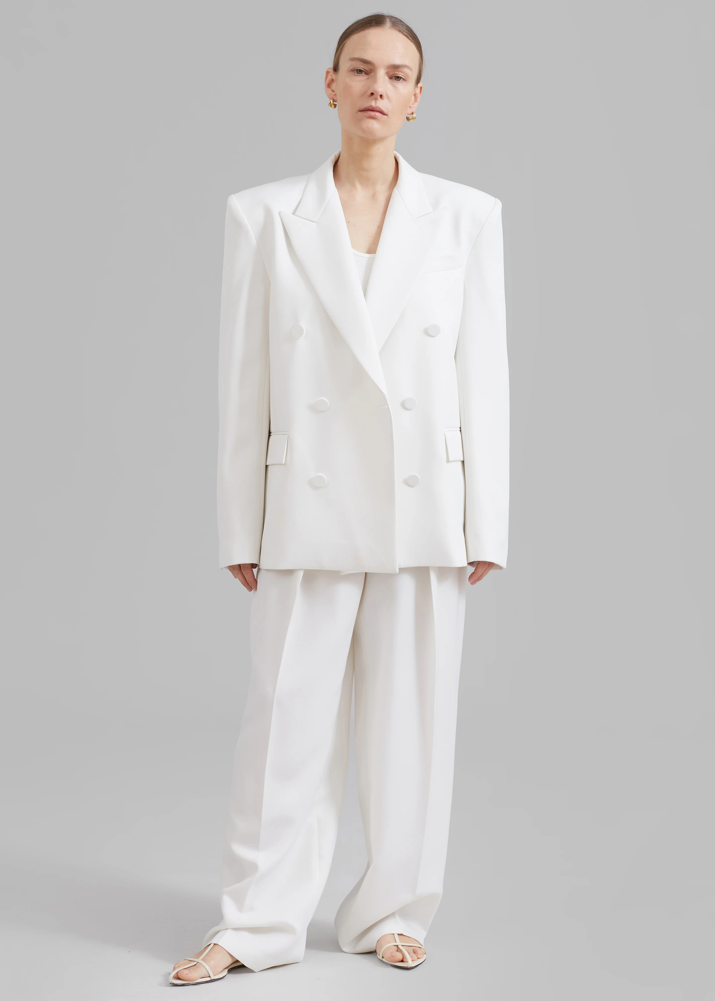 Zia Pintuck Trousers - White - Image 3