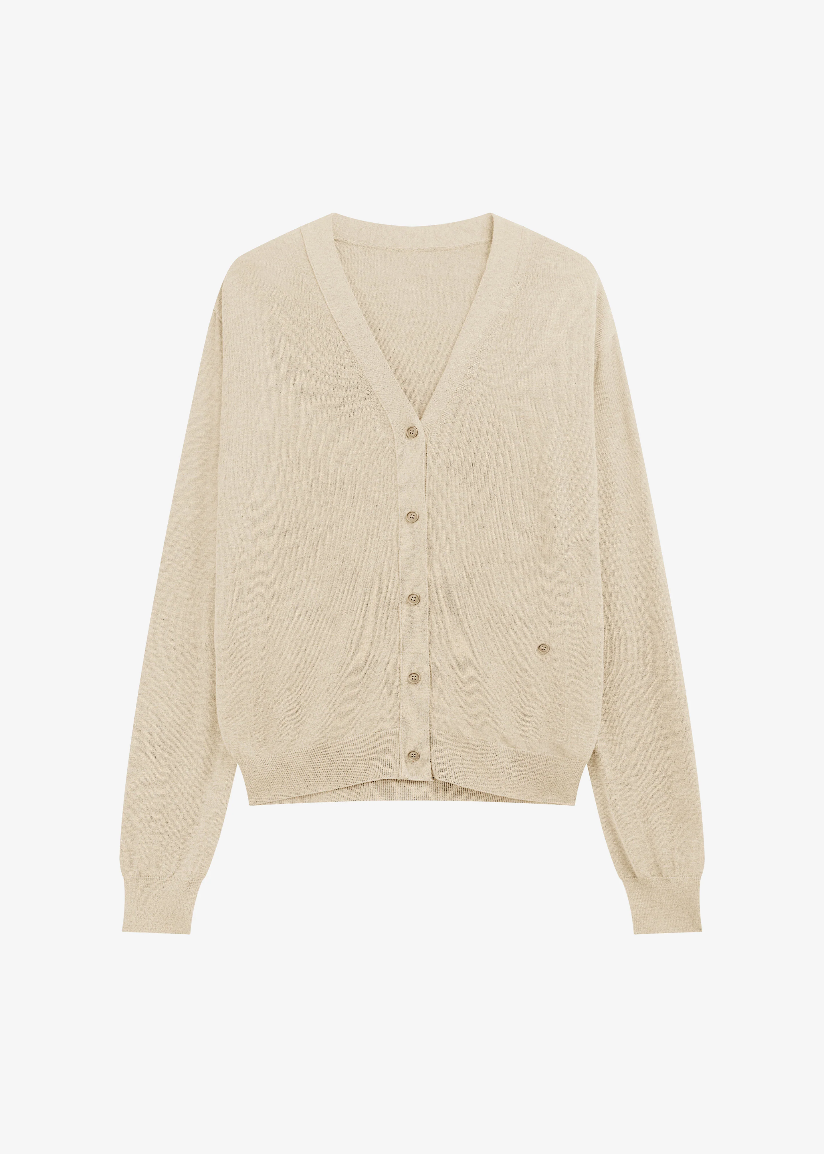 Zina V-Neck Cardigan - Beige - Image 7