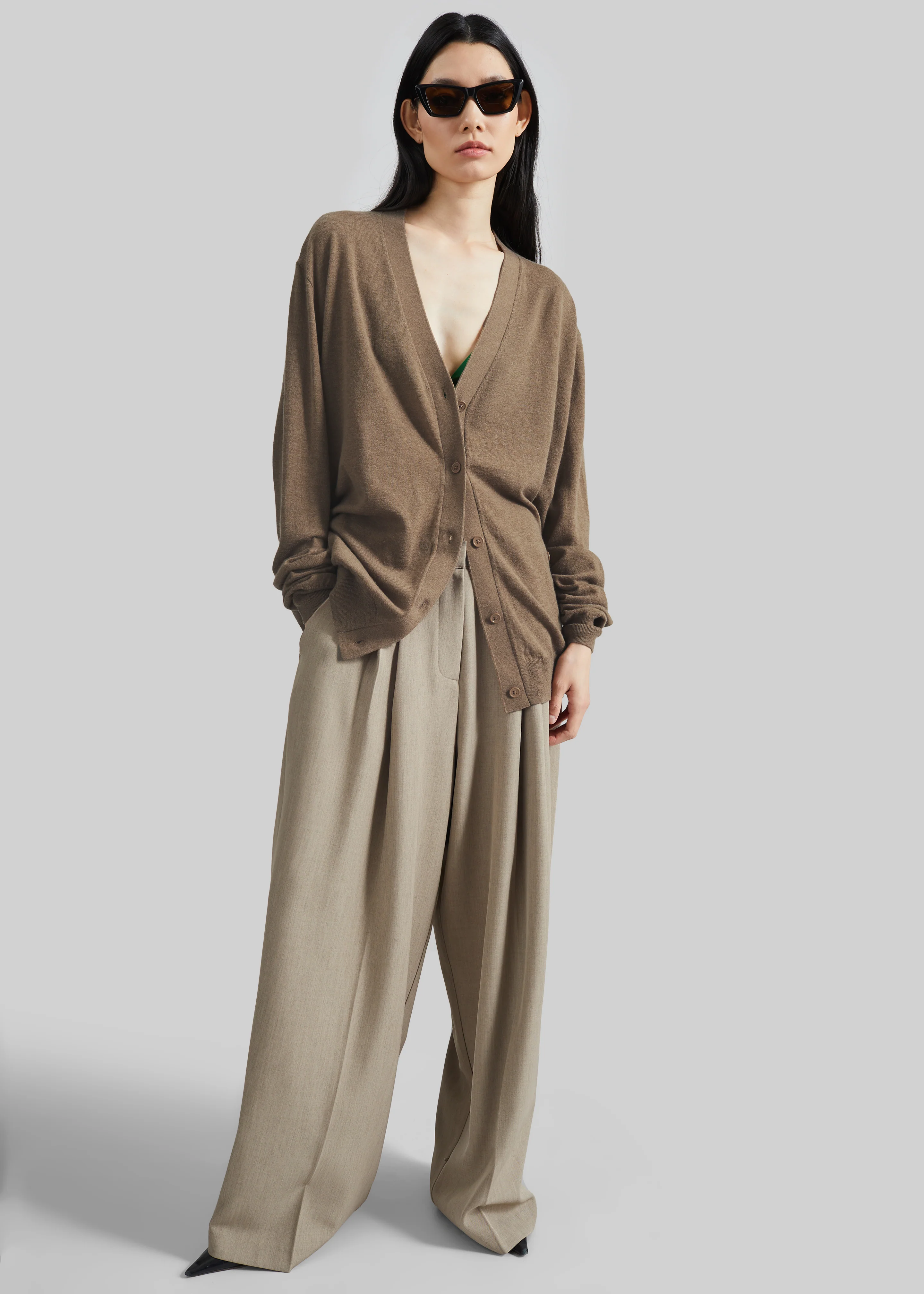 Zina V-Neck Cardigan - Mocha - Image 6