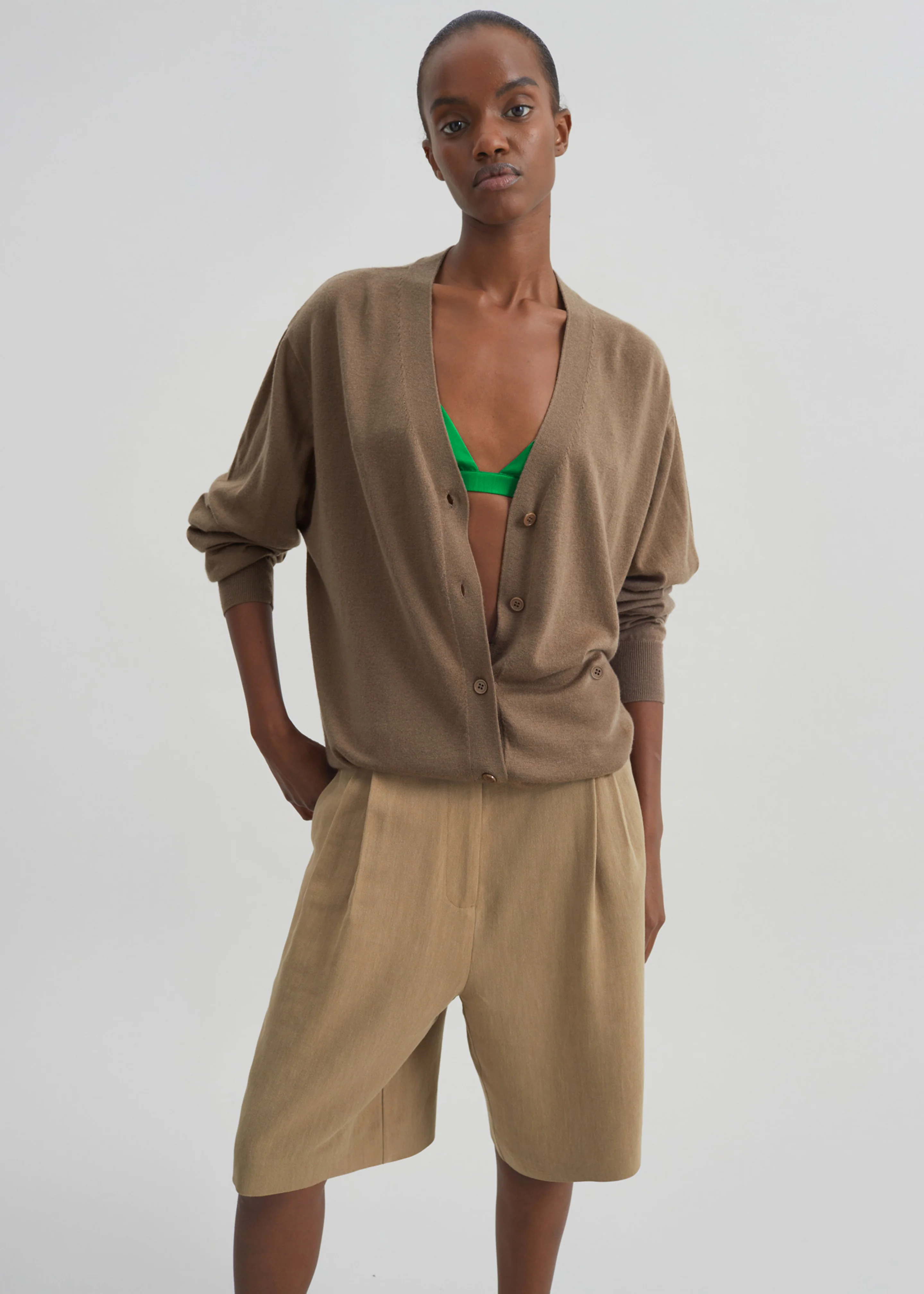 Zina V-Neck Cardigan - Mocha - Image 7