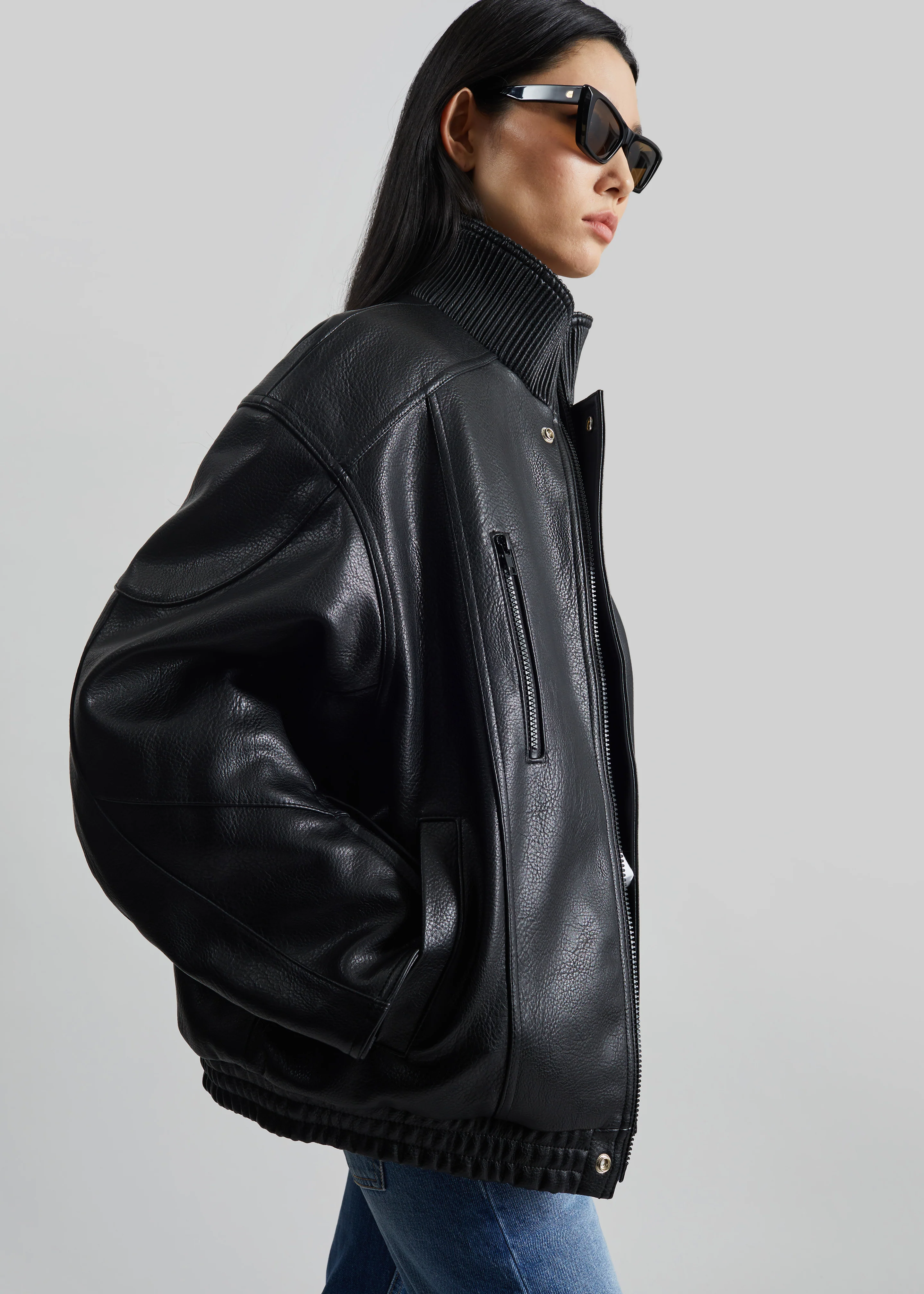 Zion Quilted Bomber Jacket - Black - Image 5
