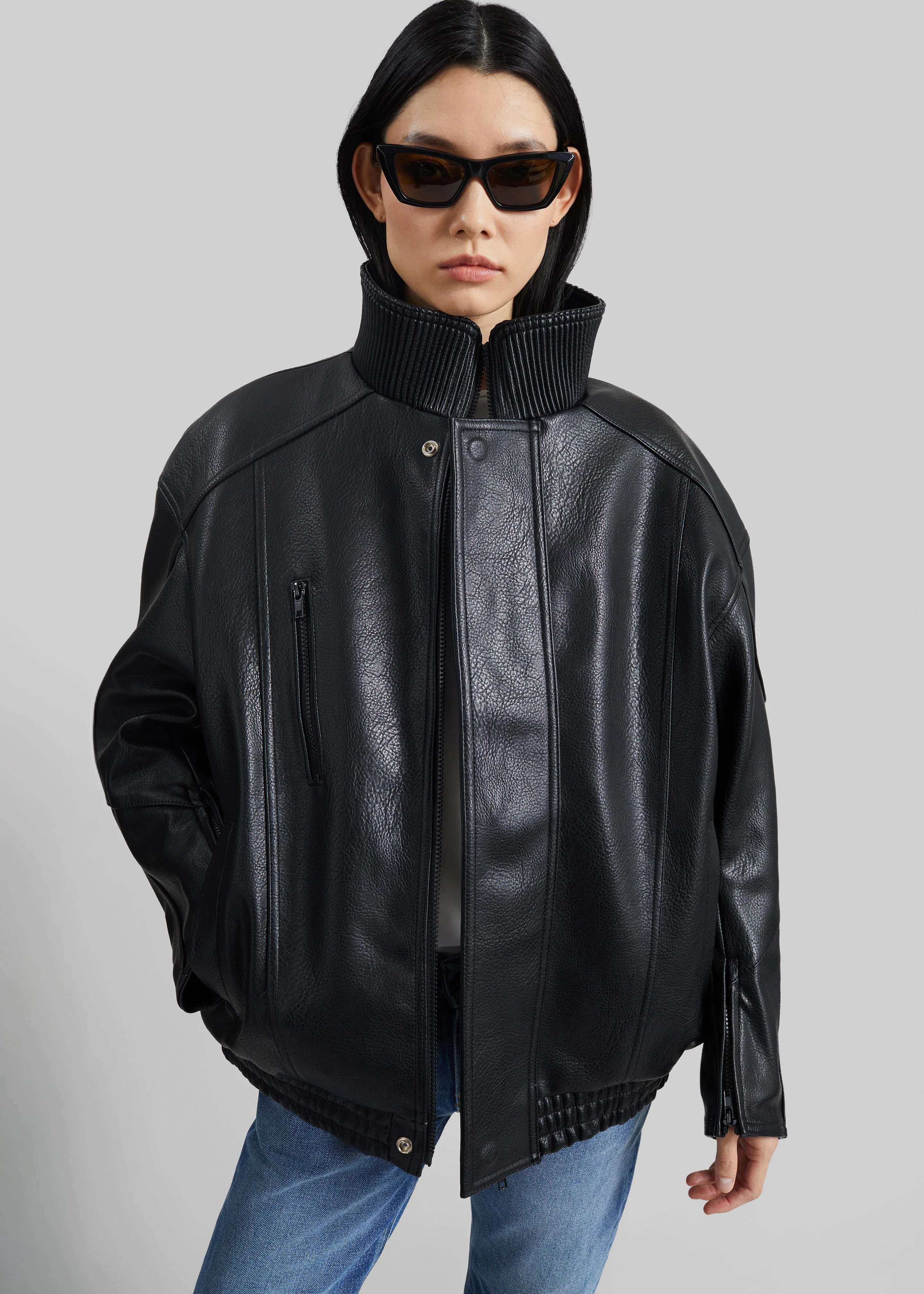 Zion Quilted Bomber Jacket - Black - Image 6